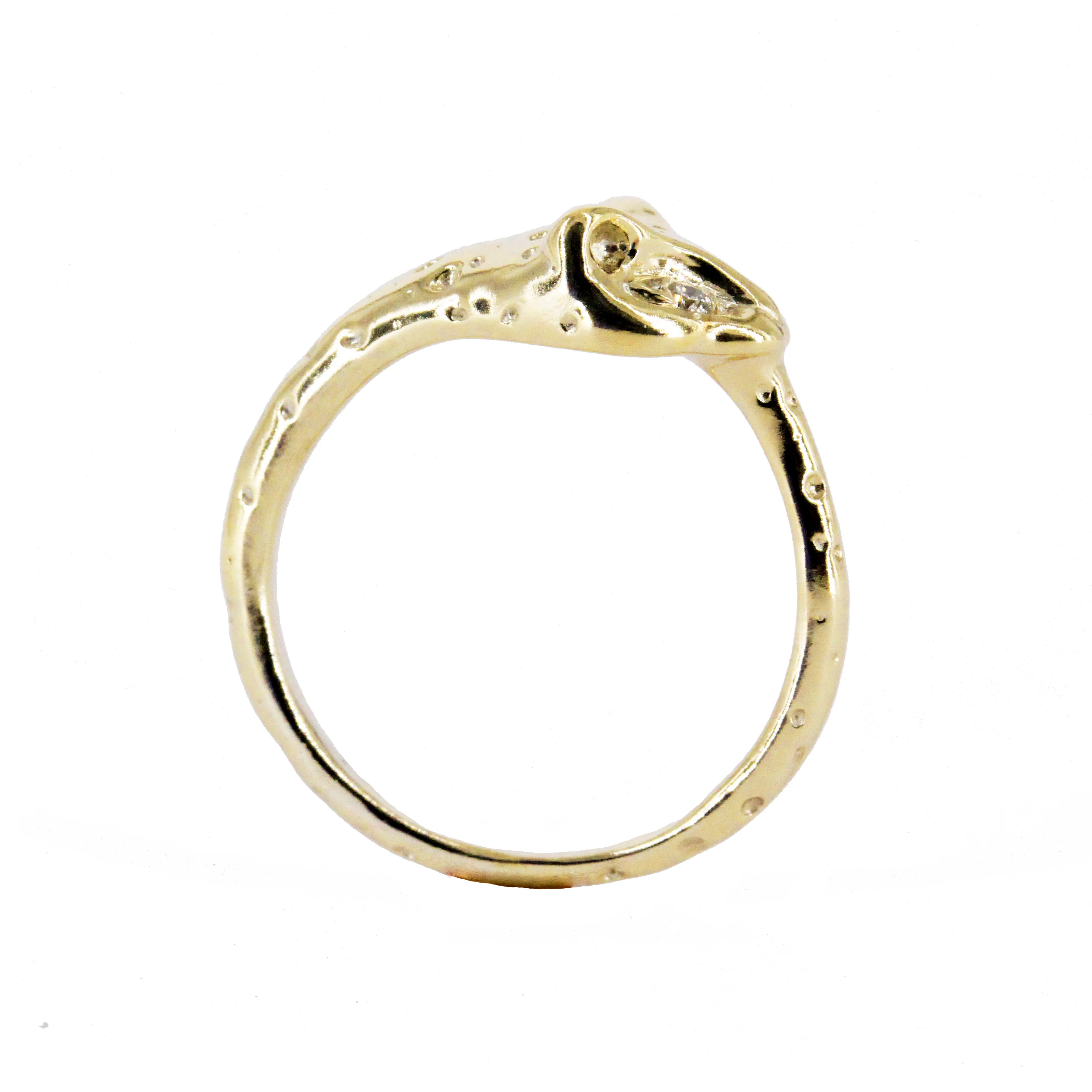 Jaguar 14k Gold Ring with Diamond Eyes - Mitchell's Manufacturing Jewel