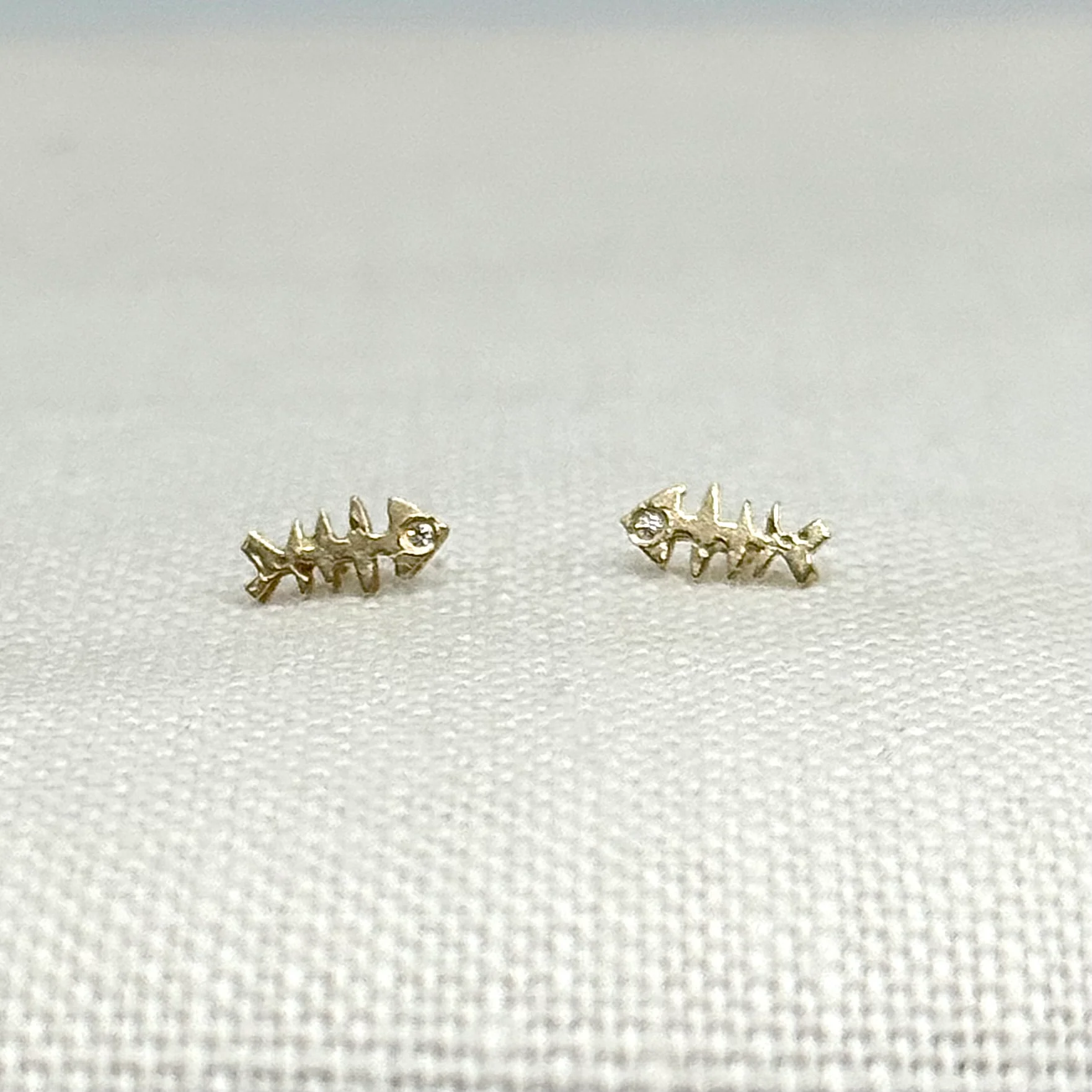 Fish Bones - 14 Karat Gold Post Earring - Mitchell's Manufacturing Jewel