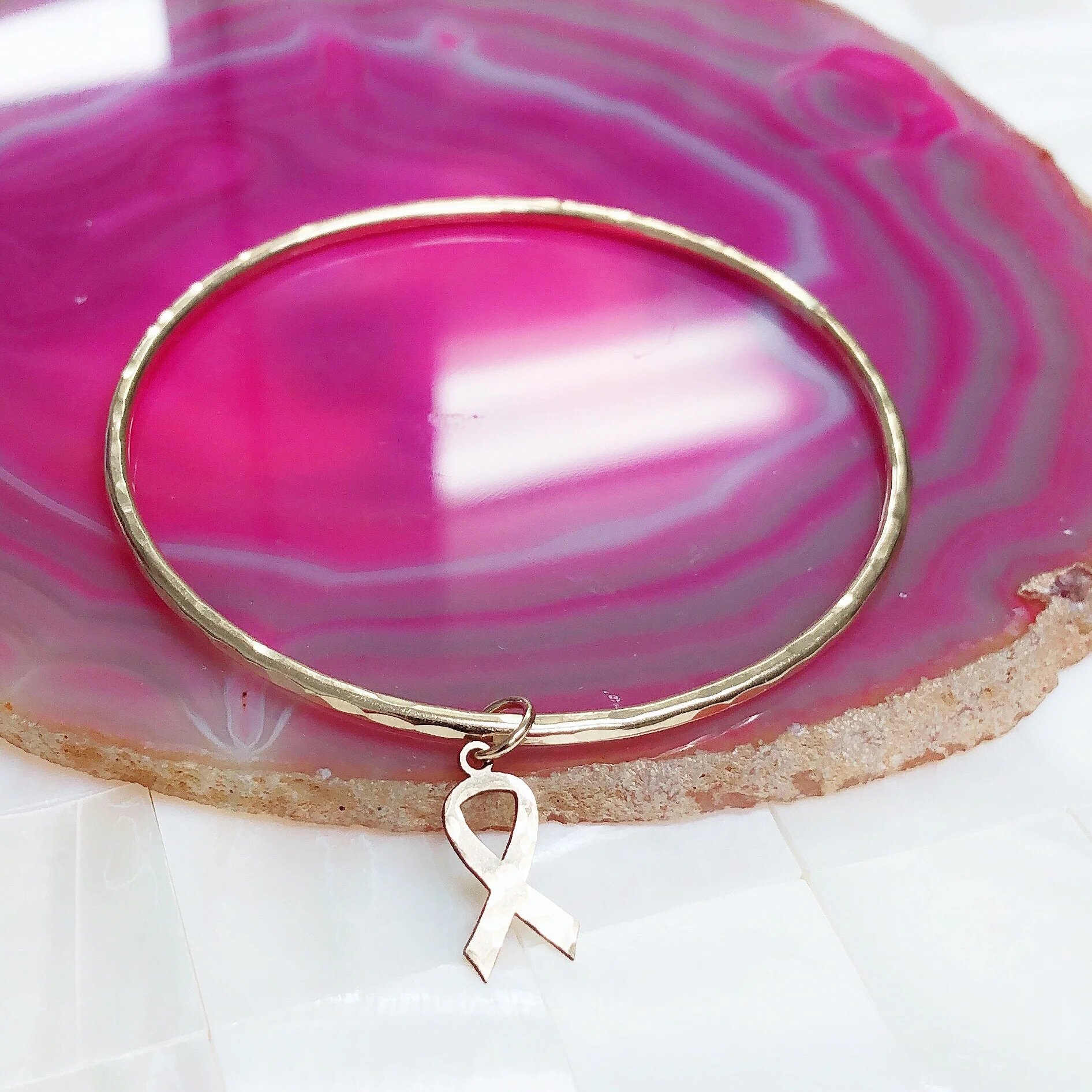 Awareness ribbon charm bangle (B433) - Mitchell's Manufacturing Jewel