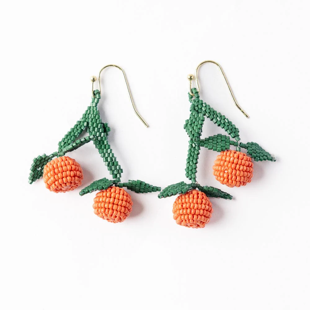 Lottie Cluster Dangle Luxe Earrings Clementine - Orange - Mitchell's Manufacturing Jewel