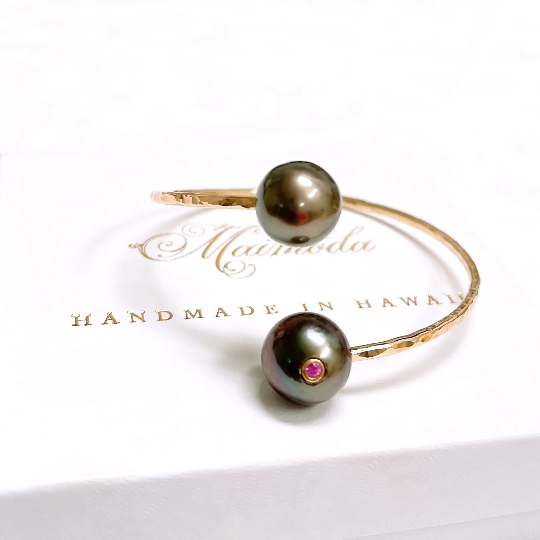 Cuff LEIA - tourmaline Tahitian pearl - Mitchell's Manufacturing Jewel