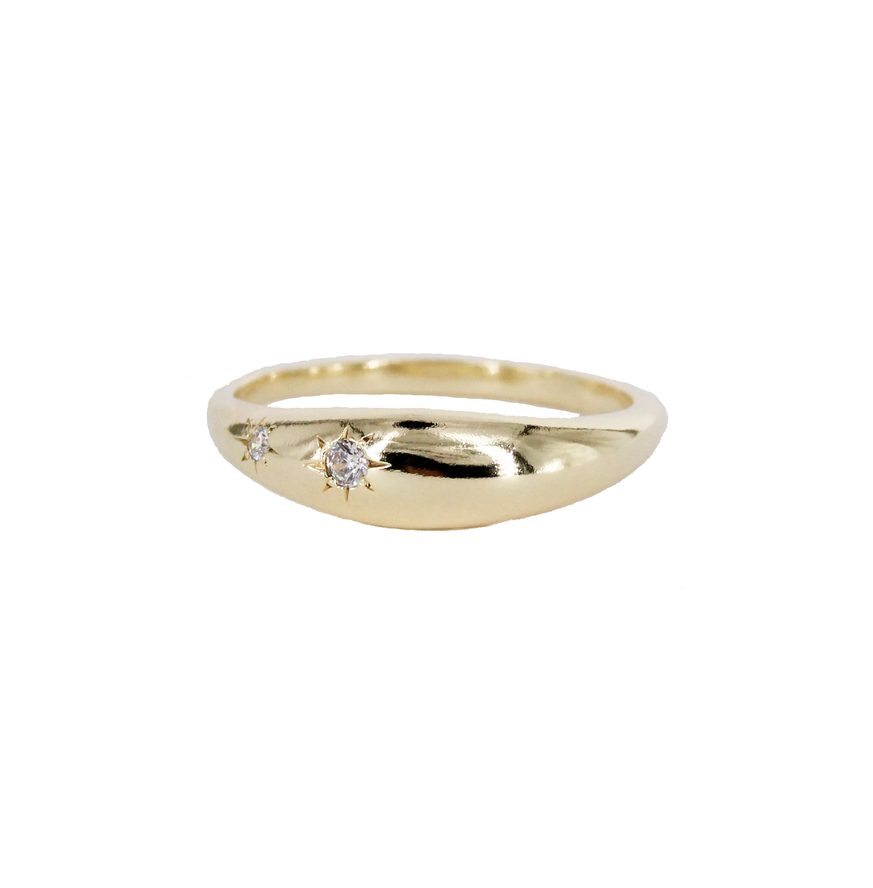 The North Star: A 14k Gold & Twin Diamond Domed Ring - Mitchell's Manufacturing Jewel