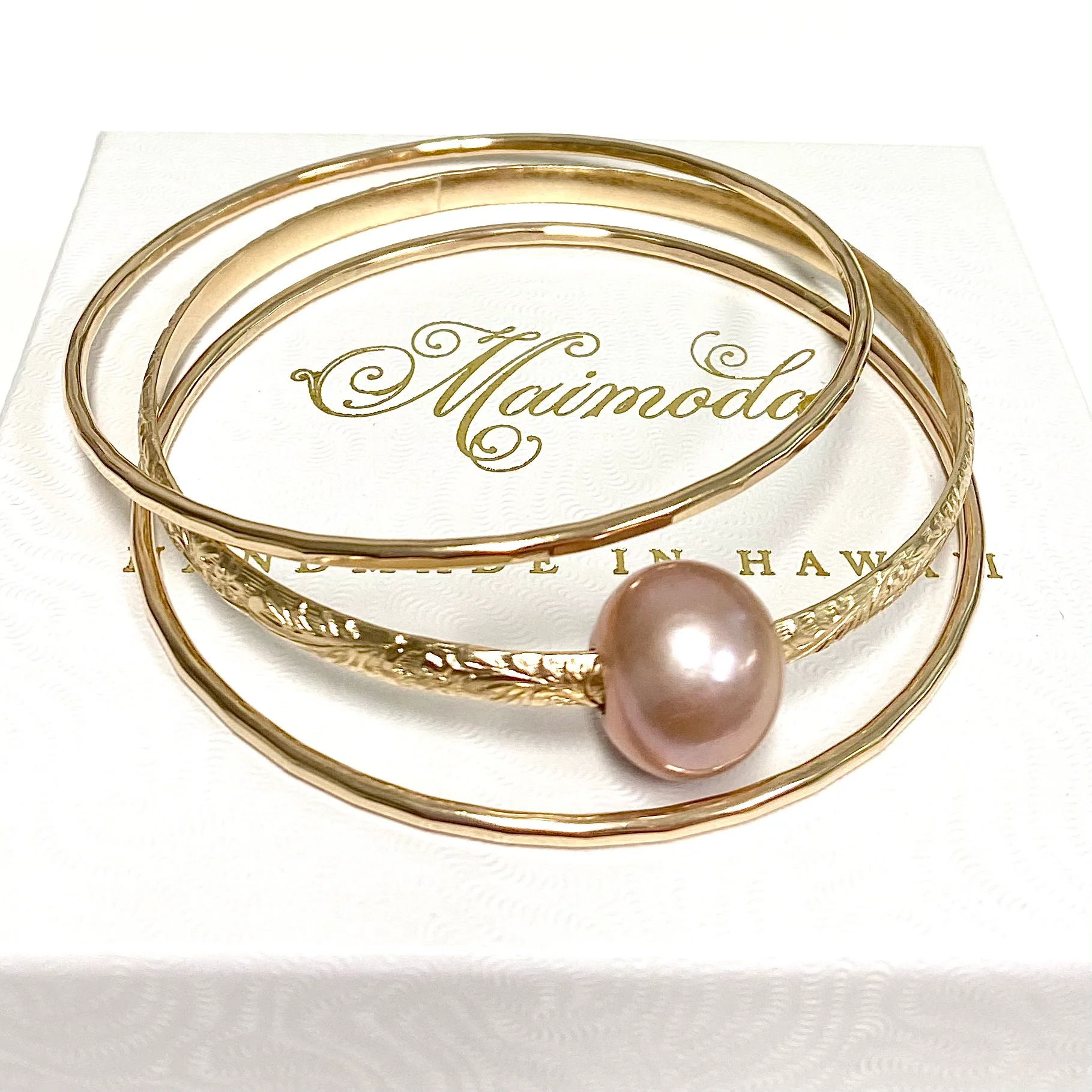 MOANI bangles set - pink Edison pearl (B543) - Mitchell's Manufacturing Jewel