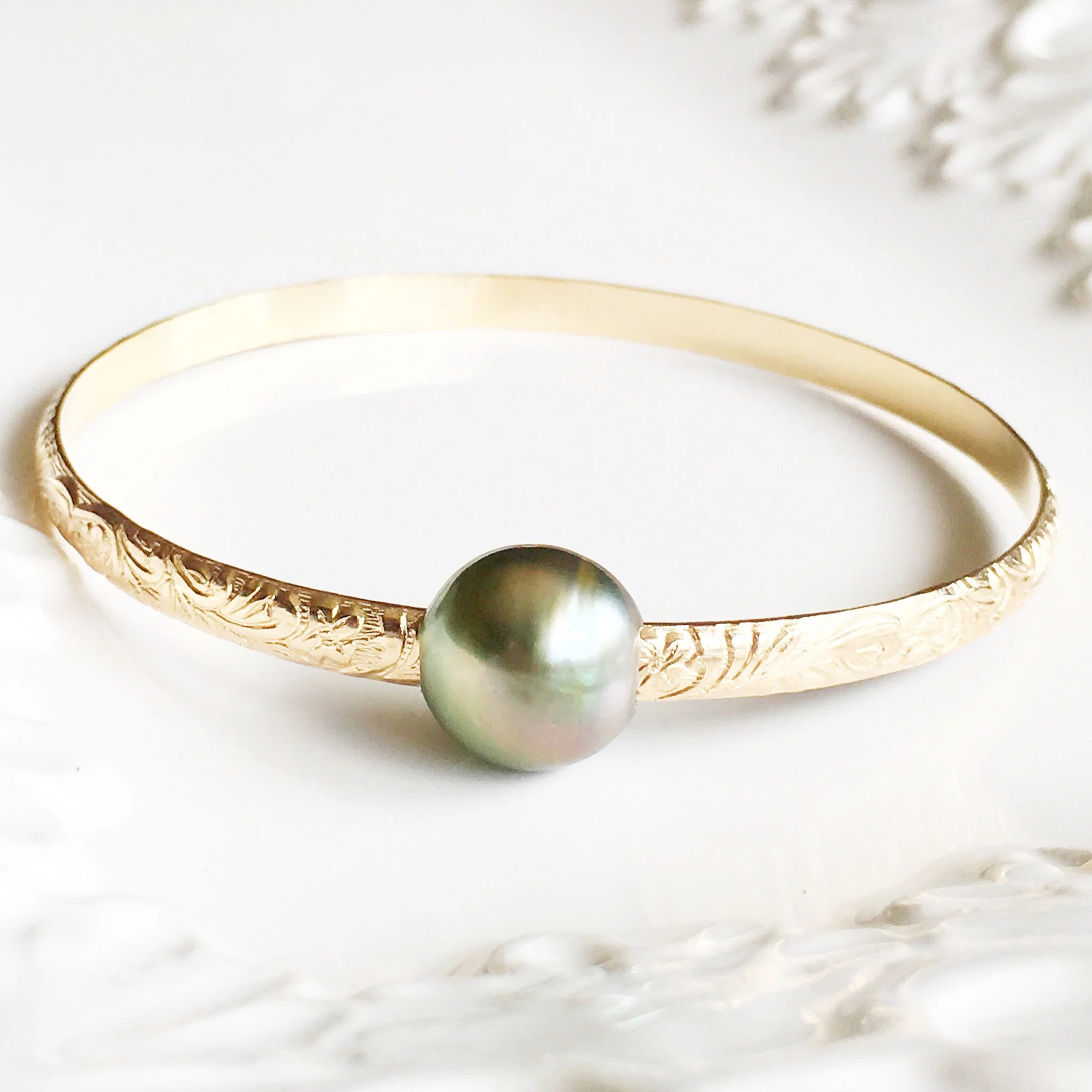 Bangle Alii - tahitian pearl (B276) - Mitchell's Manufacturing Jewel