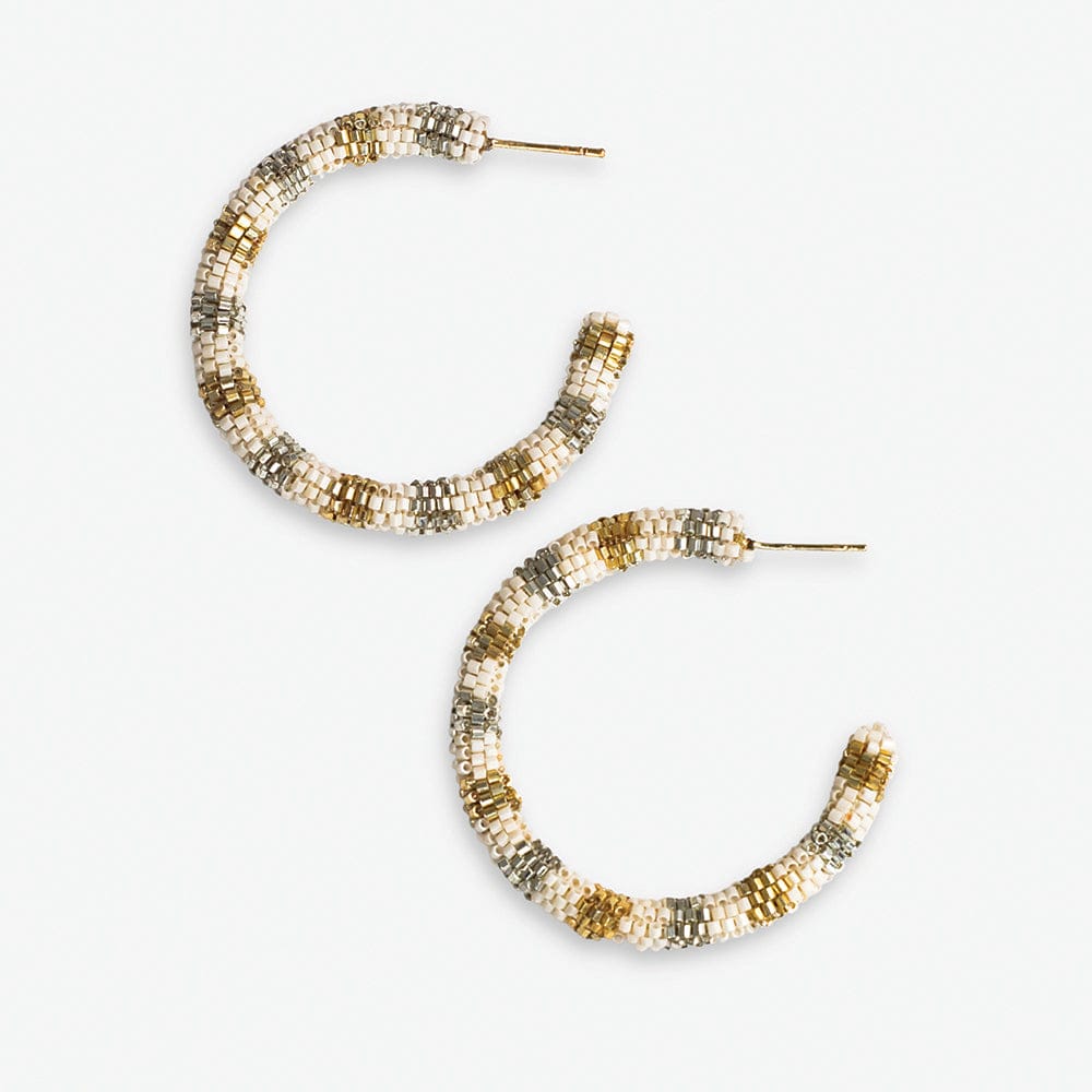 Zoey Stripes Small Beaded Hoop Earrings - St. Mortiz - Mitchell's Manufacturing Jewel