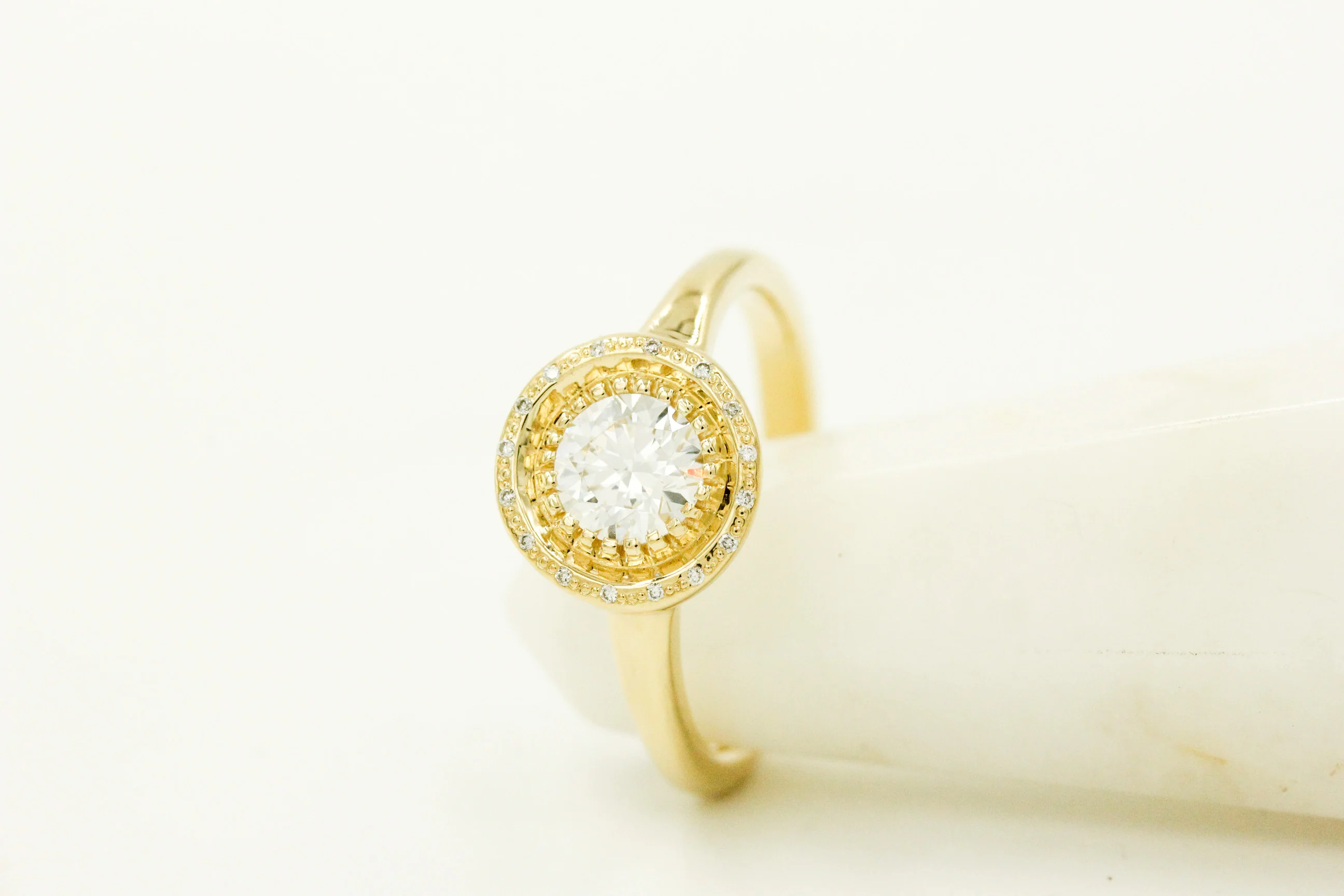 The Violet Ring: A 14k Gold Hand-Carved Diamond Engagement Ring - Mitchell's Manufacturing Jewel