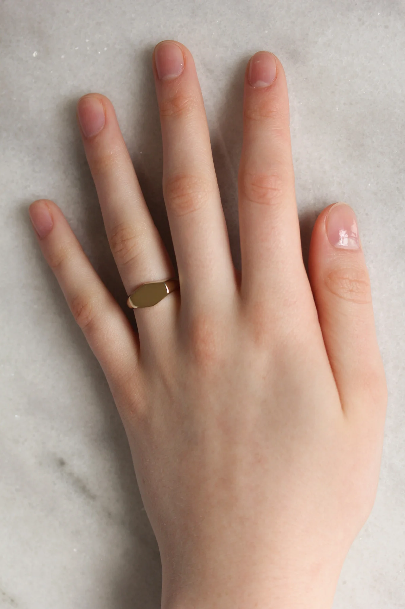 The Hex Petal: A Geometric 14k Gold Signet Ring - Mitchell's Manufacturing Jewel