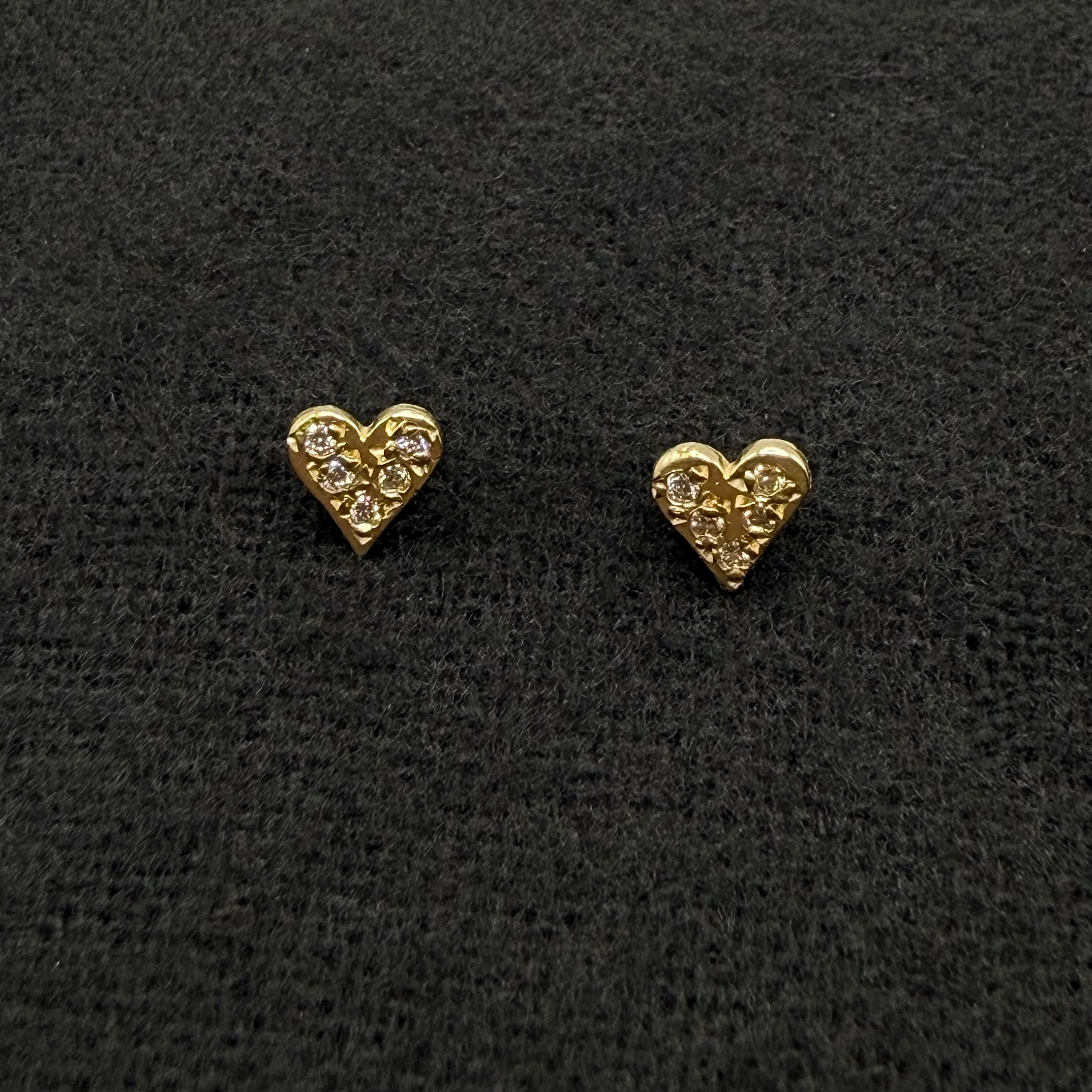 Pave Diamond Heart Stud - 14 Karat Gold - Mitchell's Manufacturing Jewel