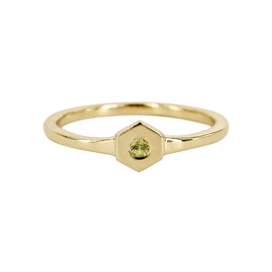 Prism Birthstone Hexagon 14k Gold Ring - Mitchell's Manufacturing Jewel