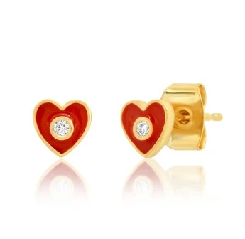 Enamel Heart Studs with CZ Accent - Mitchell's Manufacturing Jewel