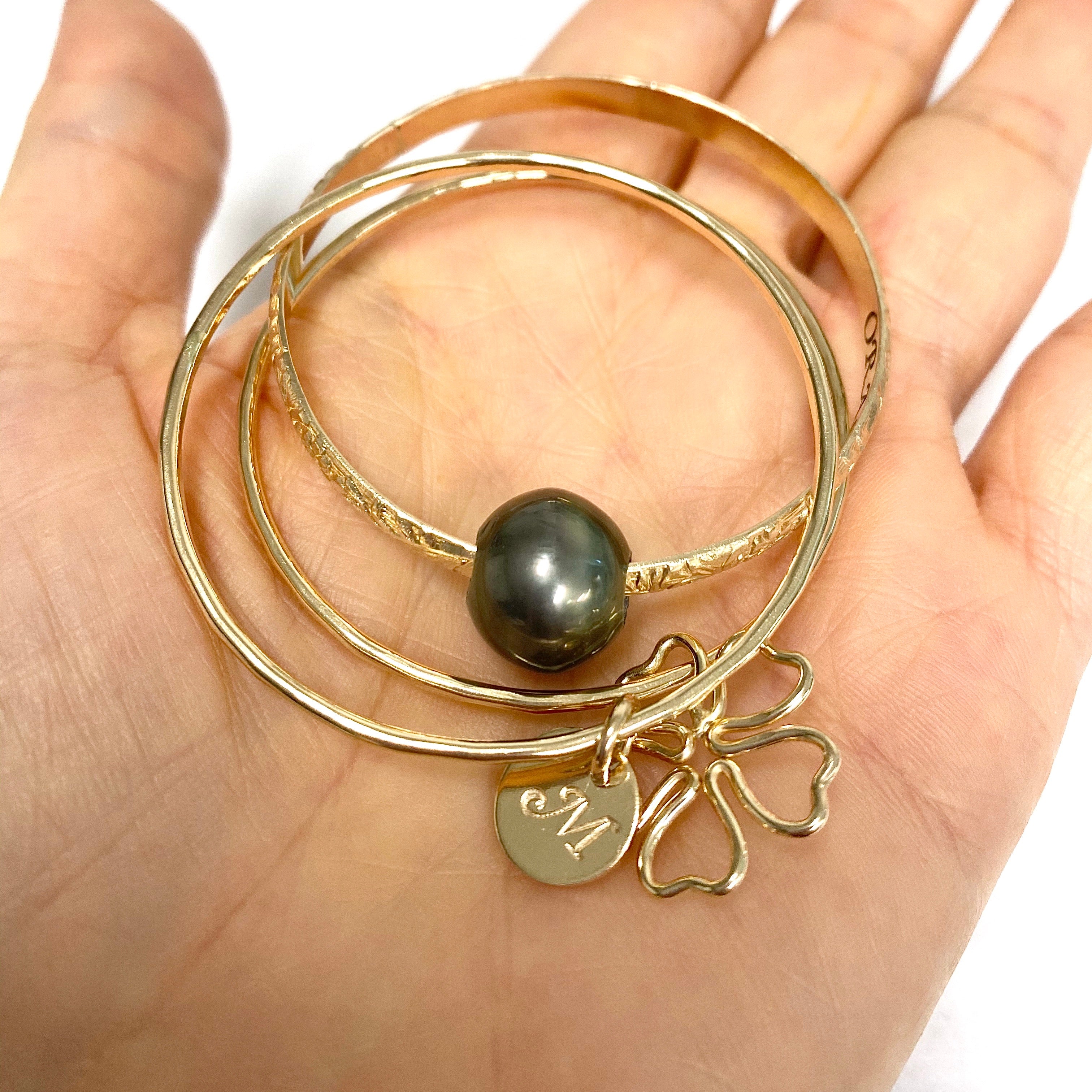 PRINCESS bangles set - Tahitian pearl (B490) - Mitchell's Manufacturing Jewel