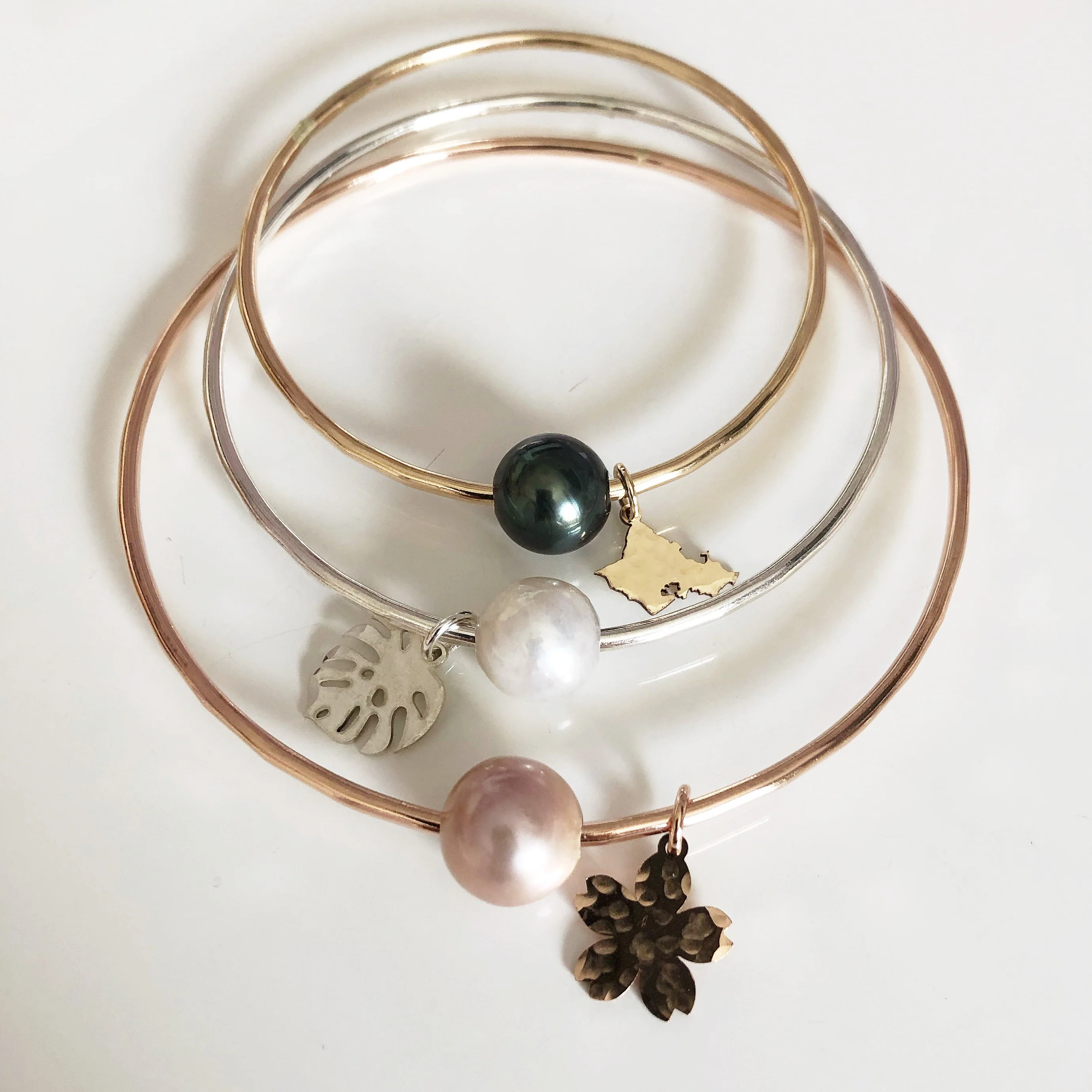 Bangle SAKURA - pink Edison pearl (B411) - Mitchell's Manufacturing Jewel