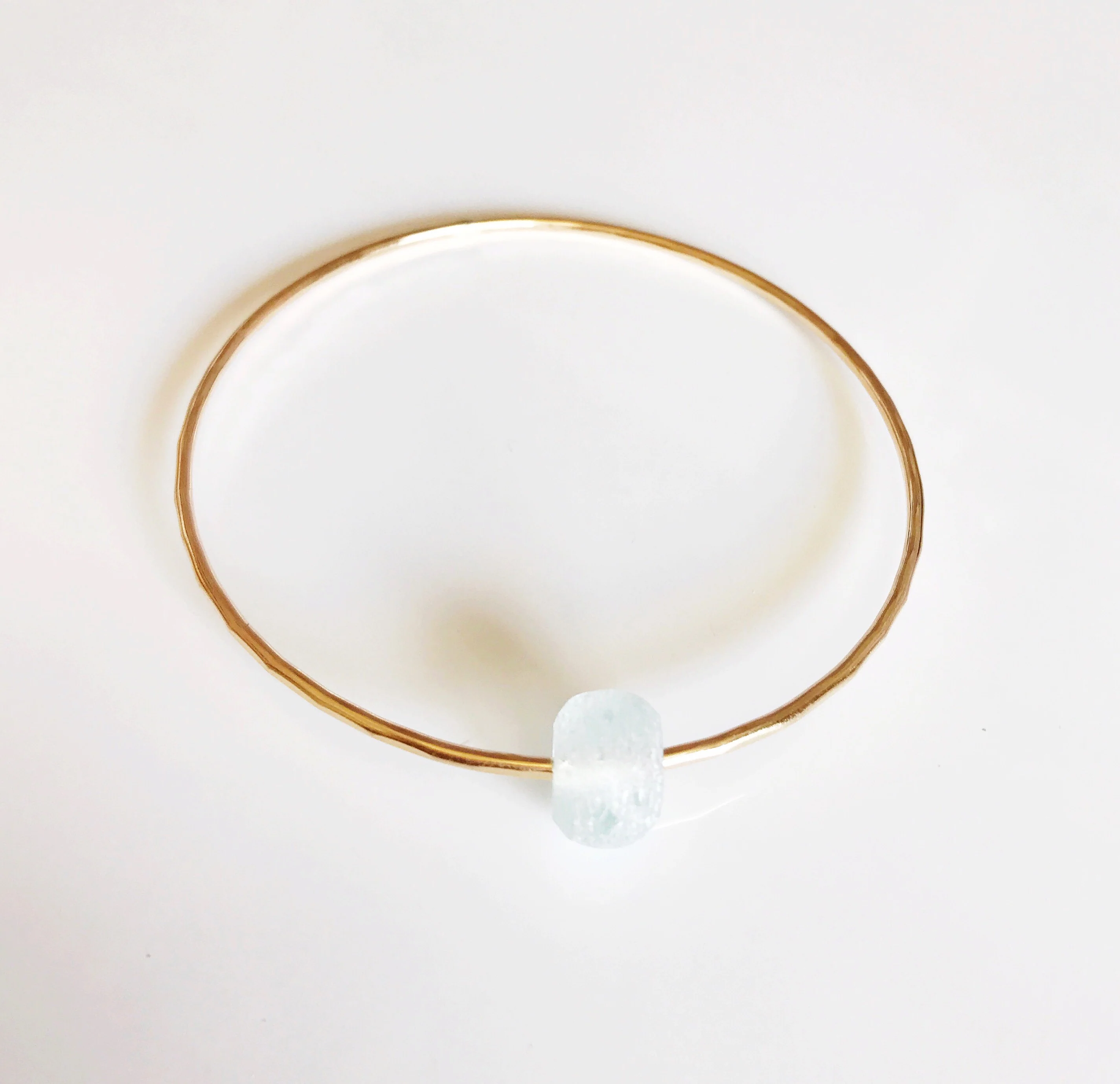 Bangle HINA- sea foam beach glass (B329) - Mitchell's Manufacturing Jewel