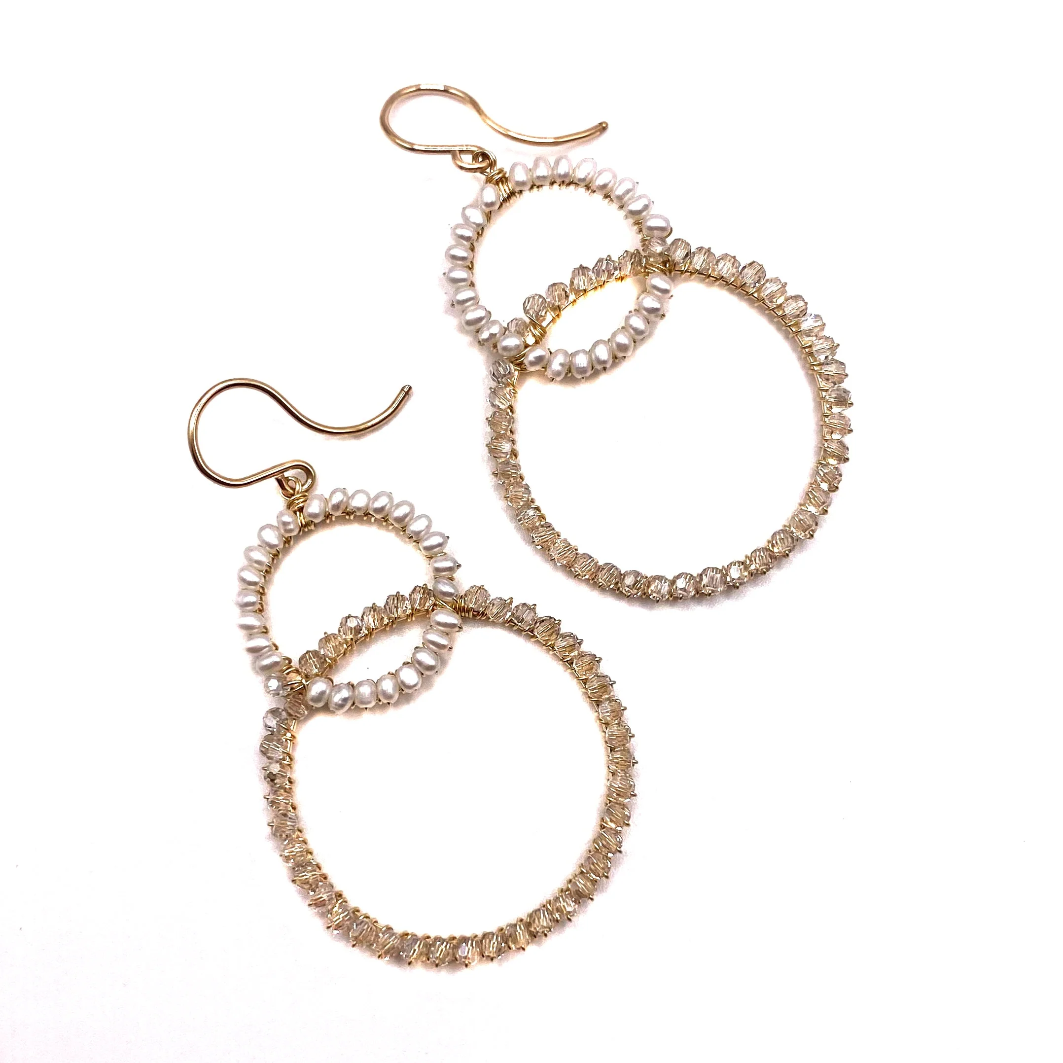 Pearl and Crystal Overlapping Hoop Earrings - Mitchell's Manufacturing Jewel