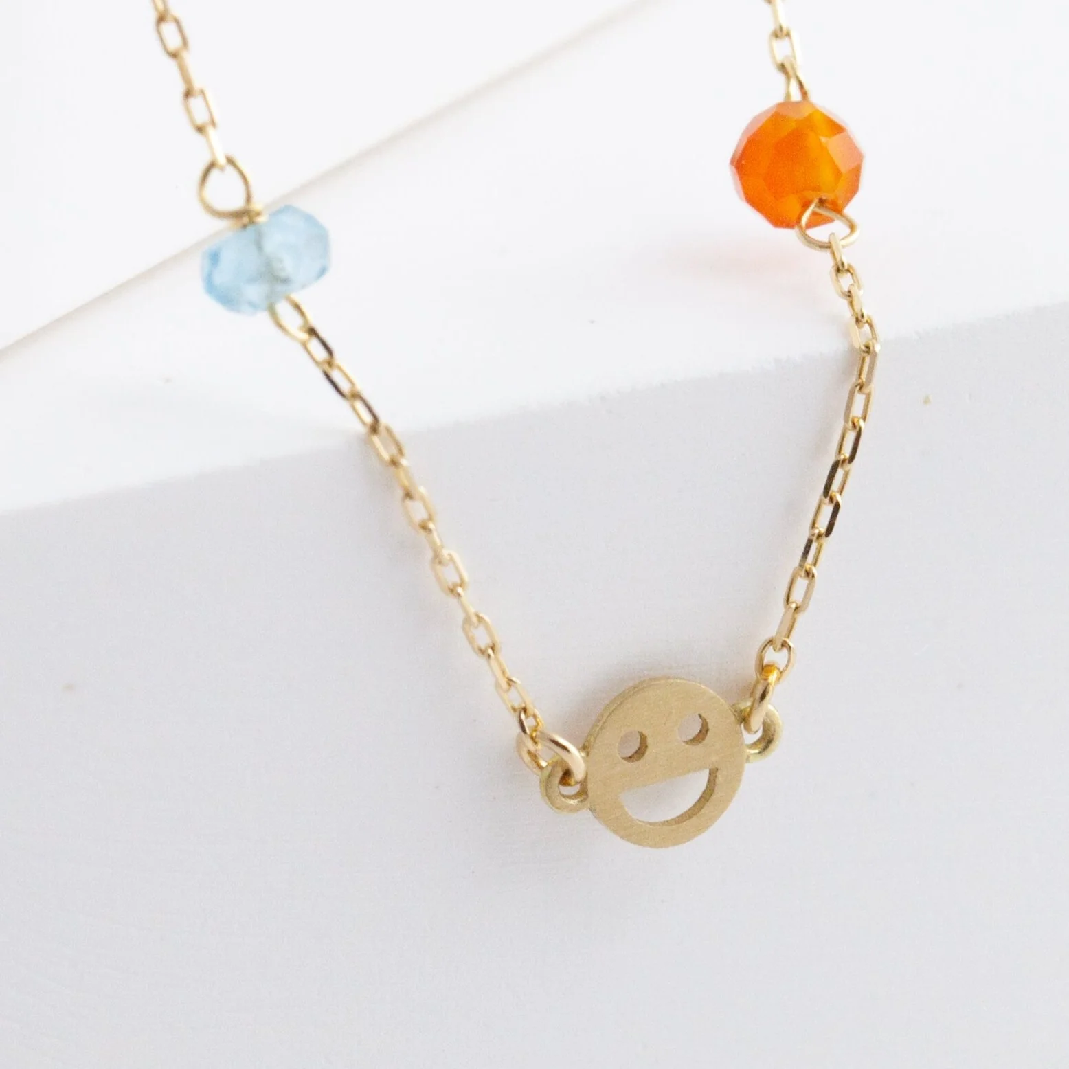 Multicolor stone smiley necklace - Mitchell's Manufacturing Jewel
