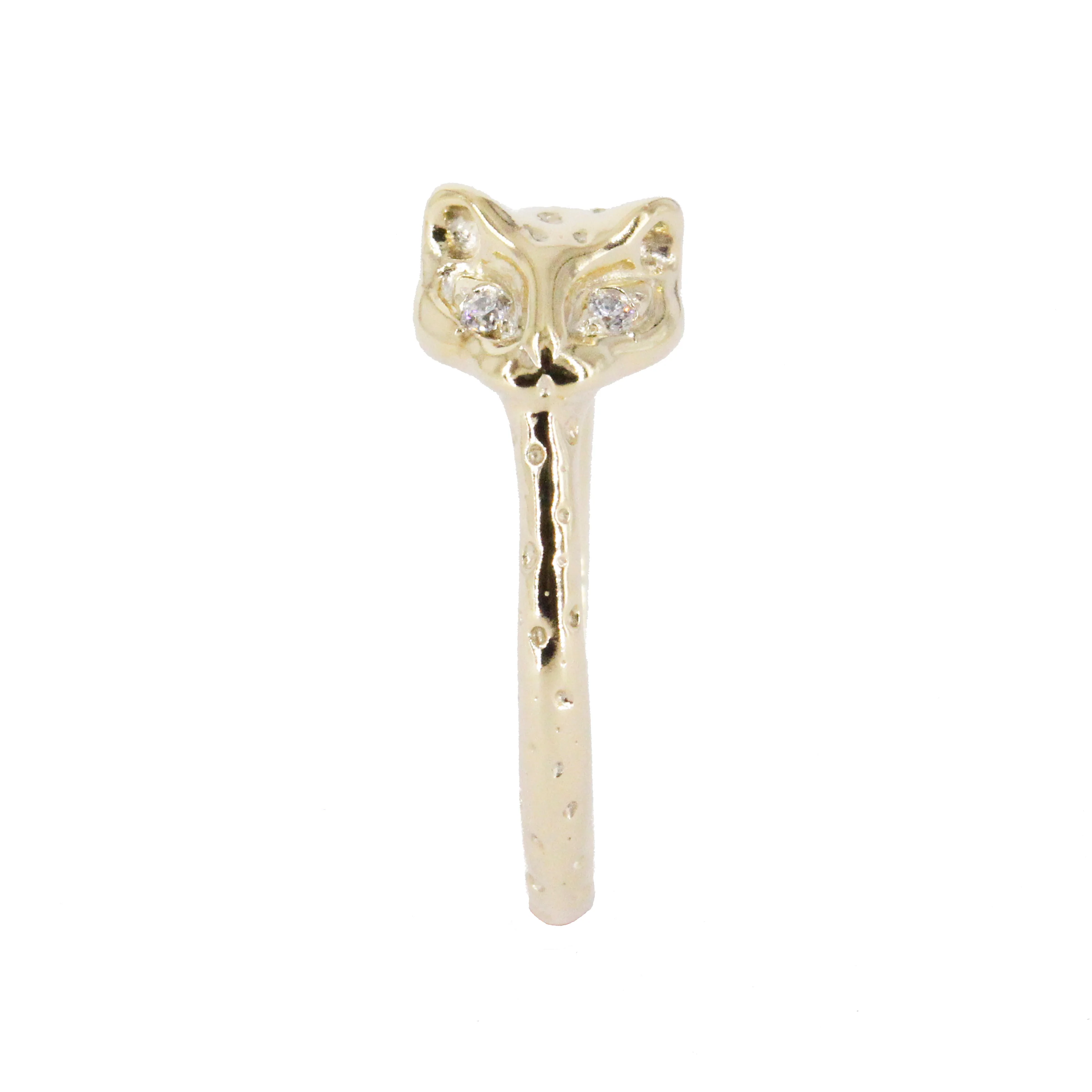 Jaguar 14k Gold Ring with Diamond Eyes - Mitchell's Manufacturing Jewel