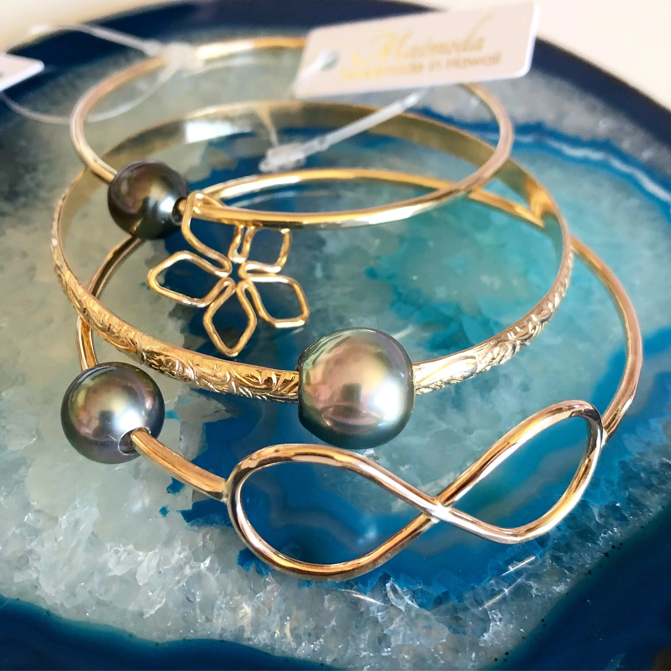 Bangle Halia - tahitian pearl (B122) - Mitchell's Manufacturing Jewel