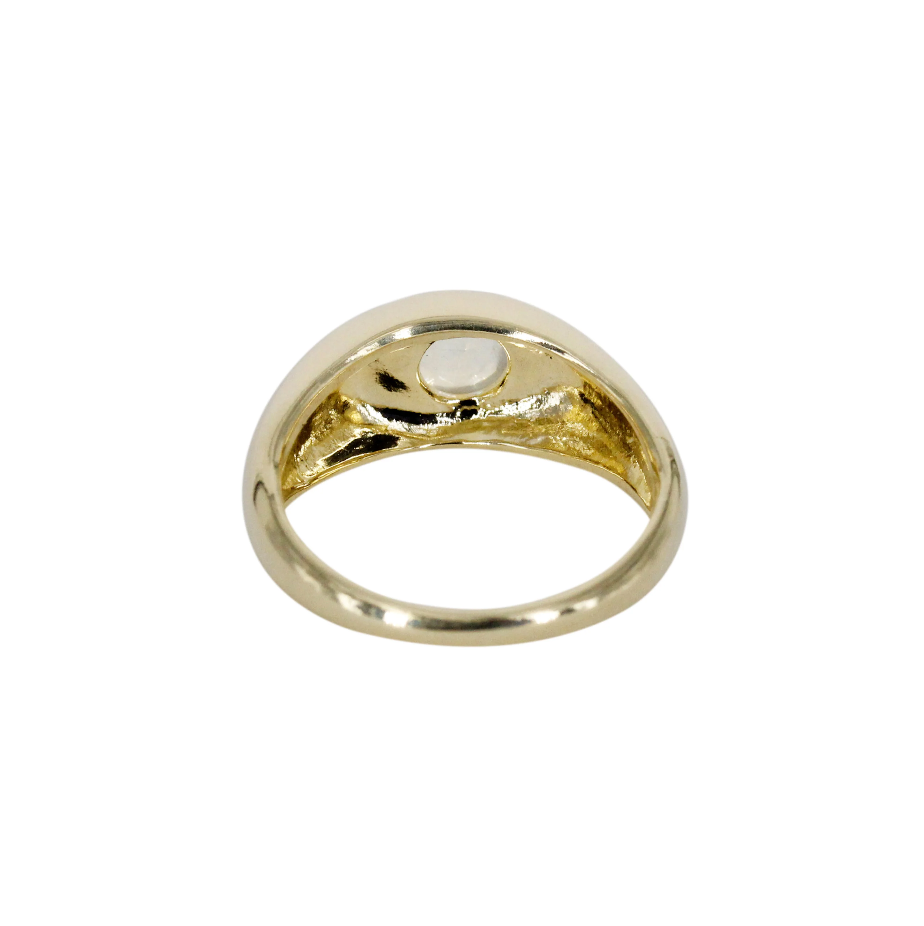 Rainbow Moonstone High Domed 14k Gold Ring - Mitchell's Manufacturing Jewel