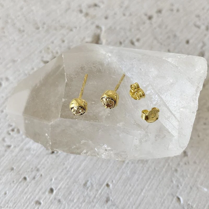 Rough Pyrite Bezel Set Studs - Mitchell's Manufacturing Jewel