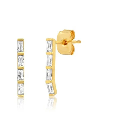 Gold Baguette Dangle Studs - Mitchell's Manufacturing Jewel