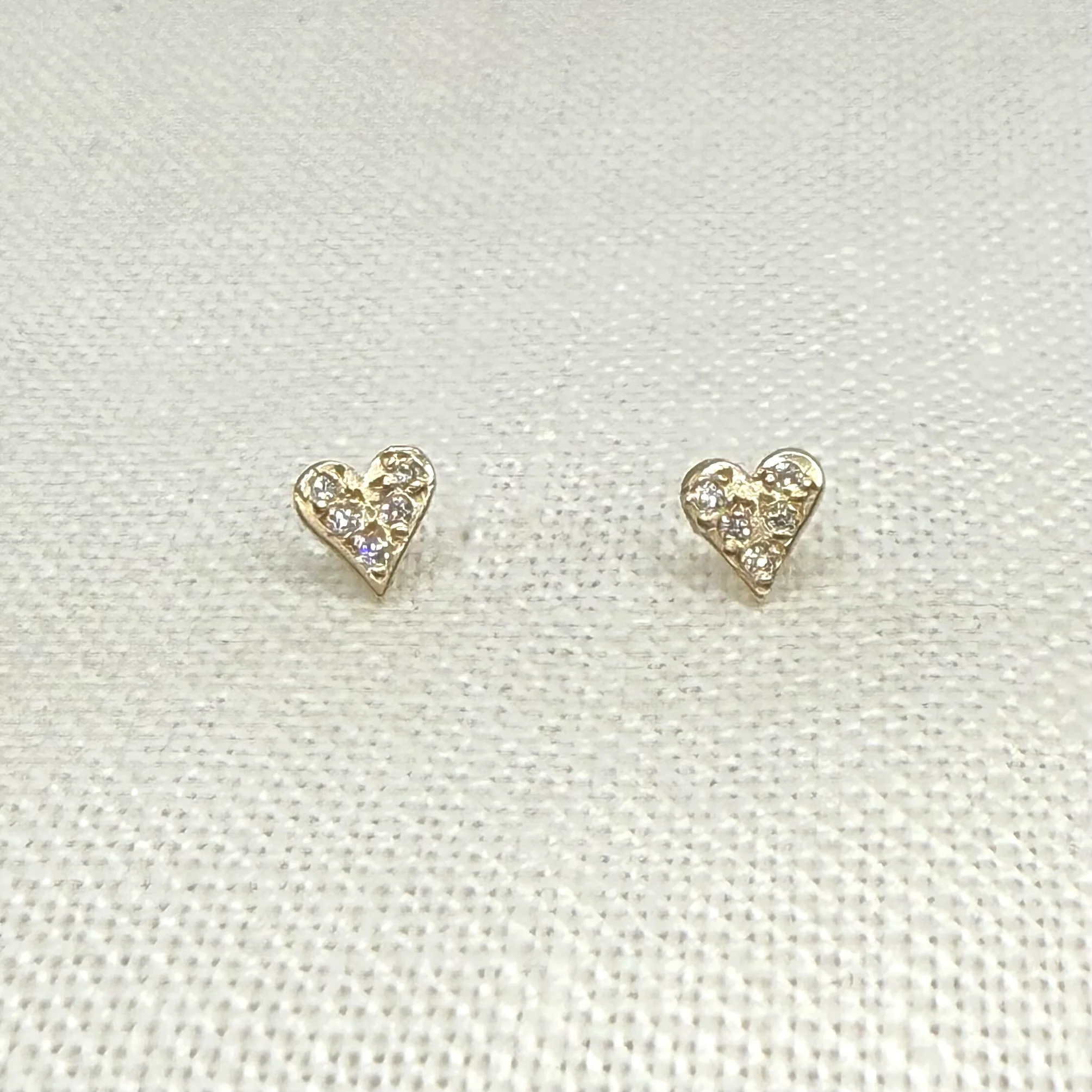 Pave Diamond Heart Stud - 14 Karat Gold - Mitchell's Manufacturing Jewel
