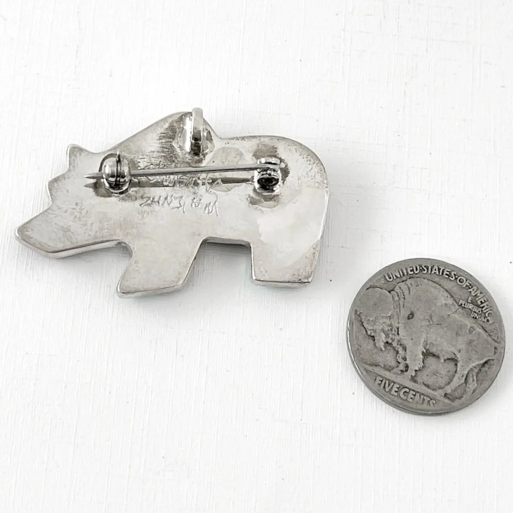 Inlaid Bear Pin/PendantBy Ernie Ohmsattie - Mitchell's Manufacturing Jewel