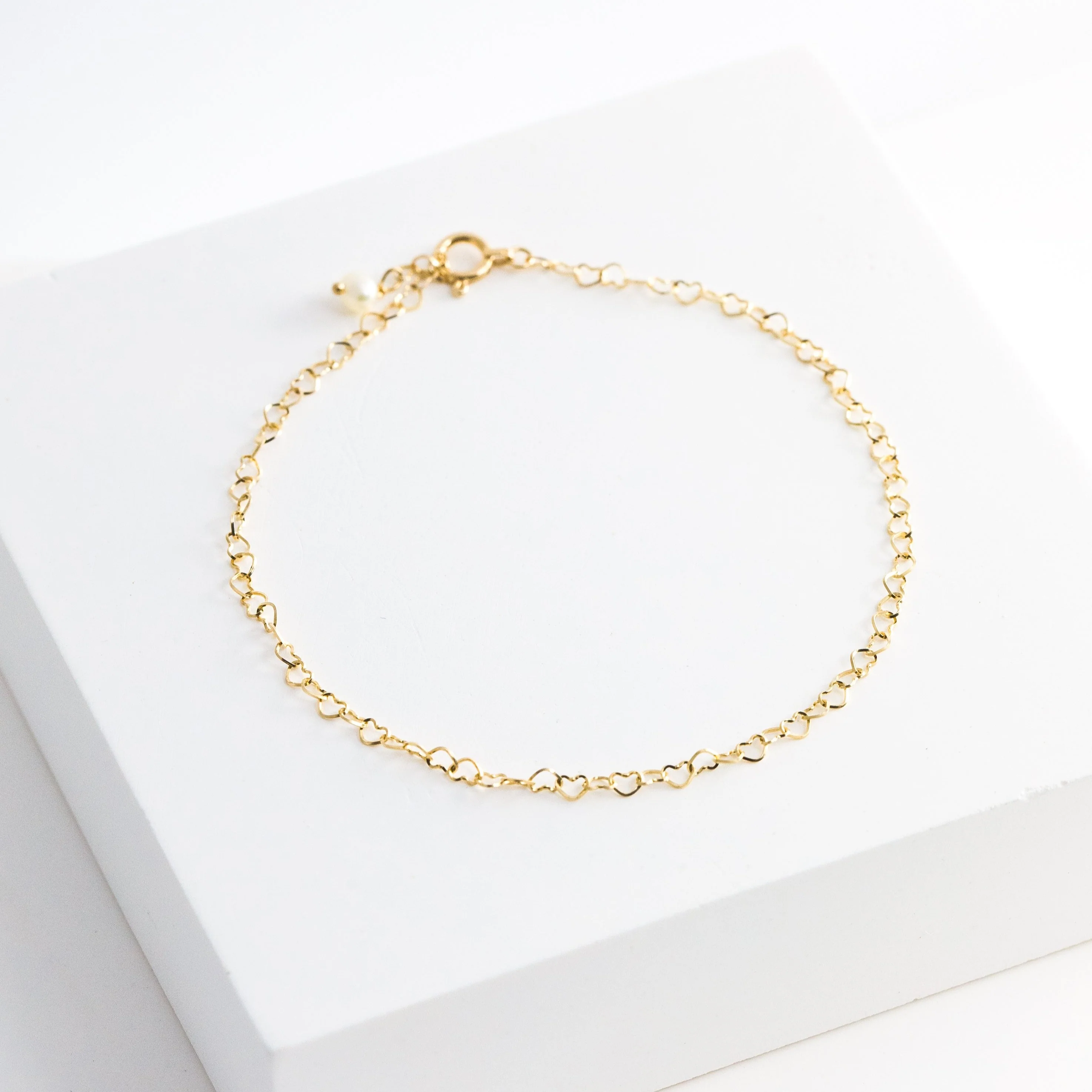 Heart chain bracelet (18K yellow gold) - Mitchell's Manufacturing Jewel