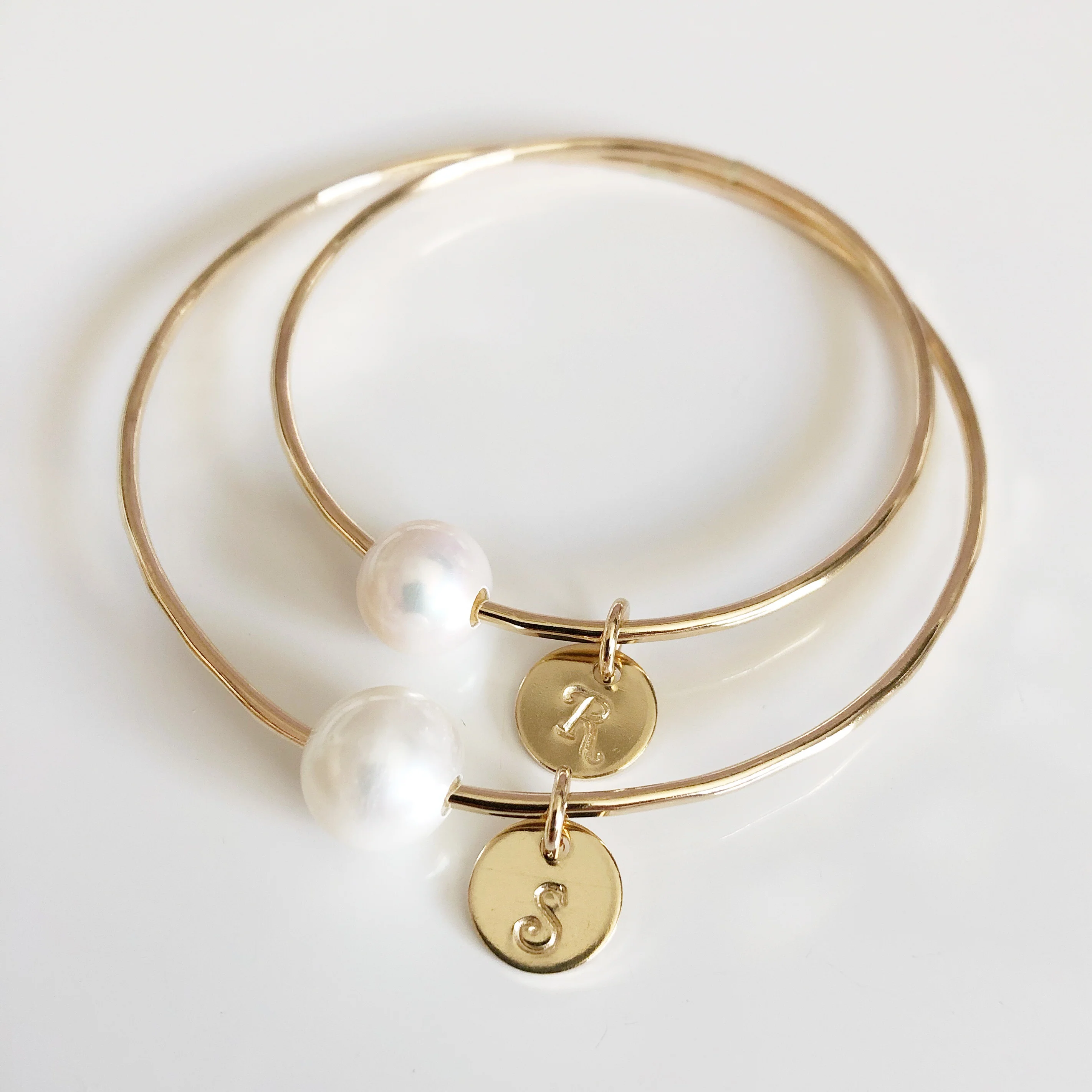 Amelia bangles set - white pearl (B154) - Mitchell's Manufacturing Jewel