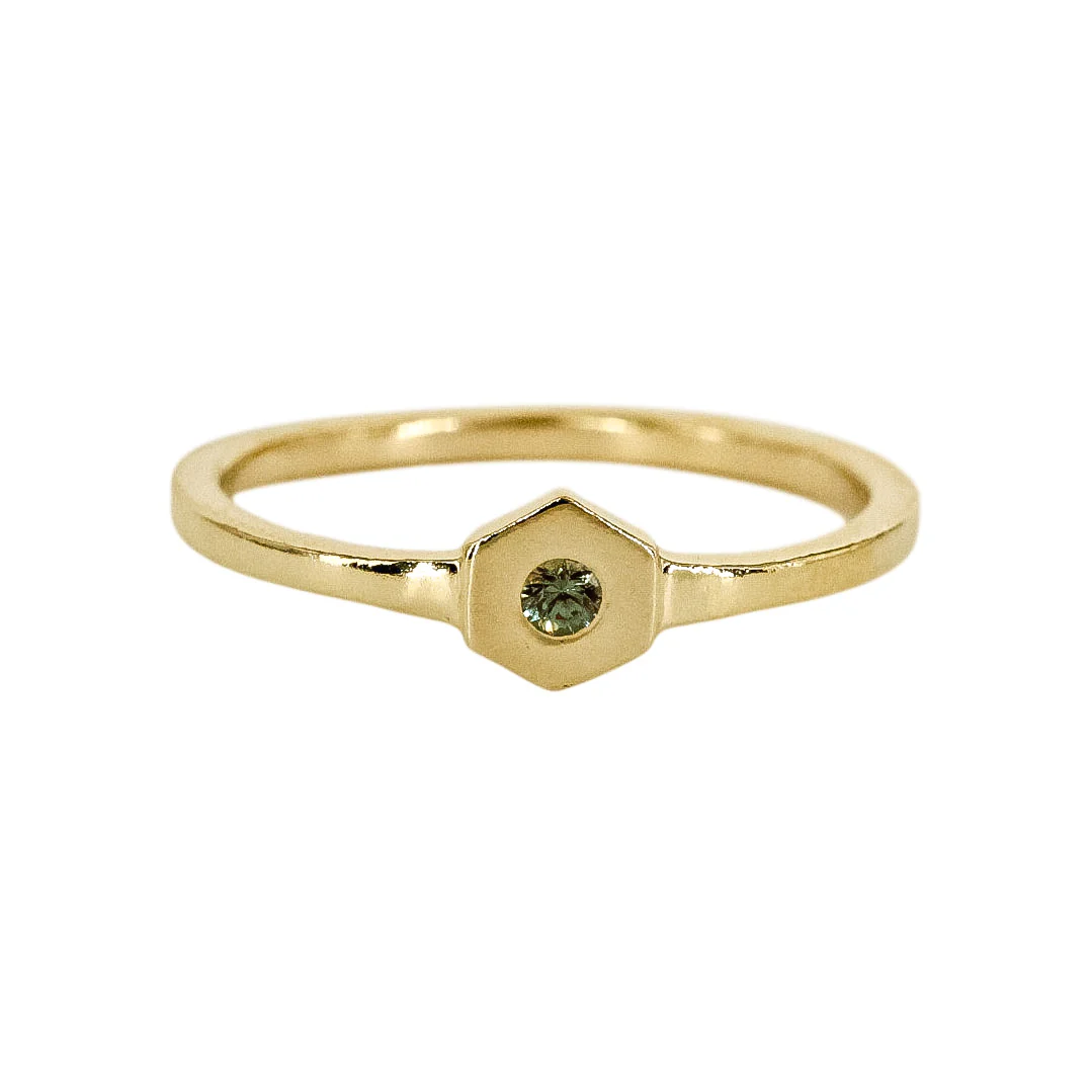 Prism Birthstone Hexagon 14k Gold Ring - Mitchell's Manufacturing Jewel