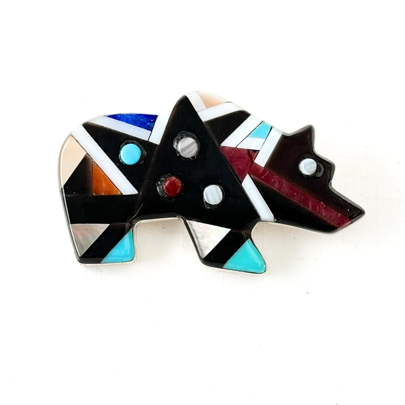 Inlaid Bear Pin/PendantBy Ernie Ohmsattie - Mitchell's Manufacturing Jewel