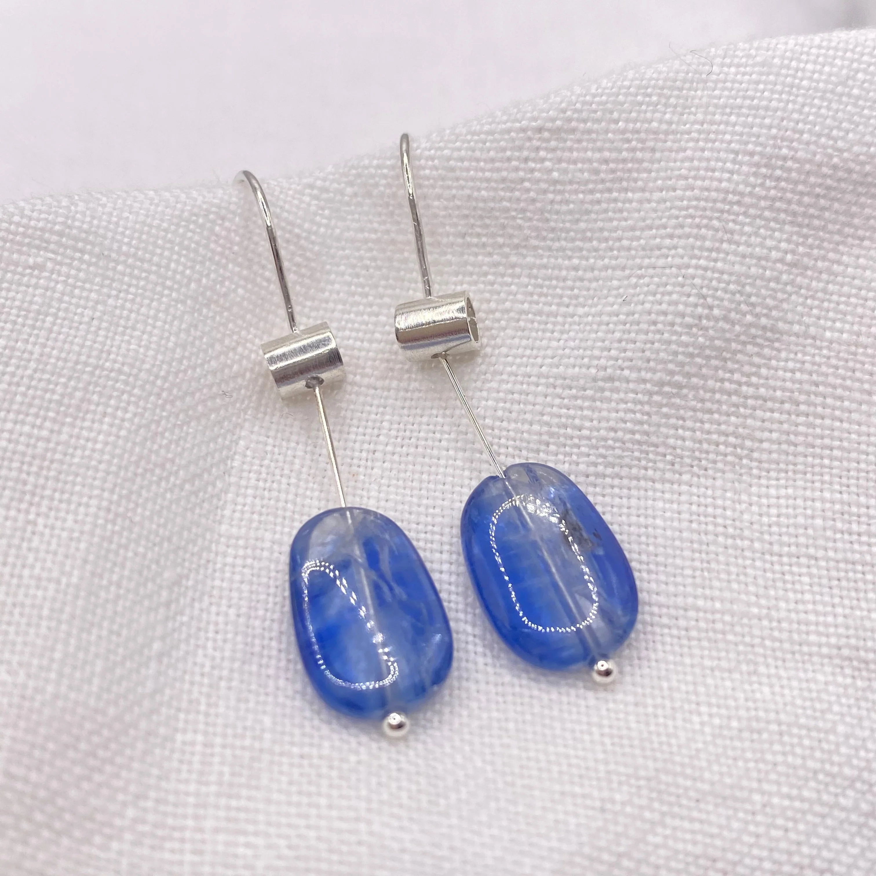 Large Pivot Smooth Blue Kyanite Earrings - Mitchell's Manufacturing Jewel