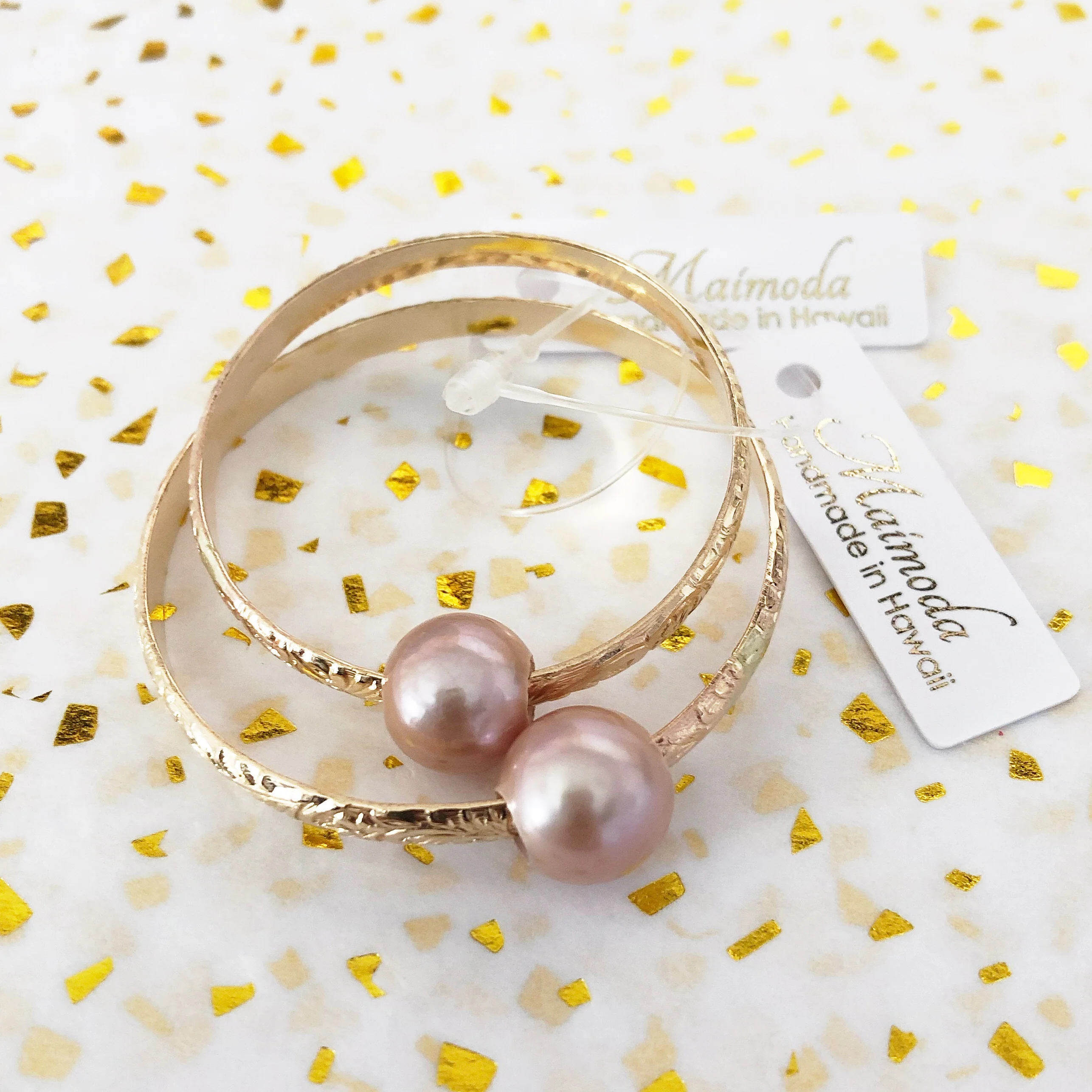 Bangle GIGI - pink Edison pearl (B408) - Mitchell's Manufacturing Jewel
