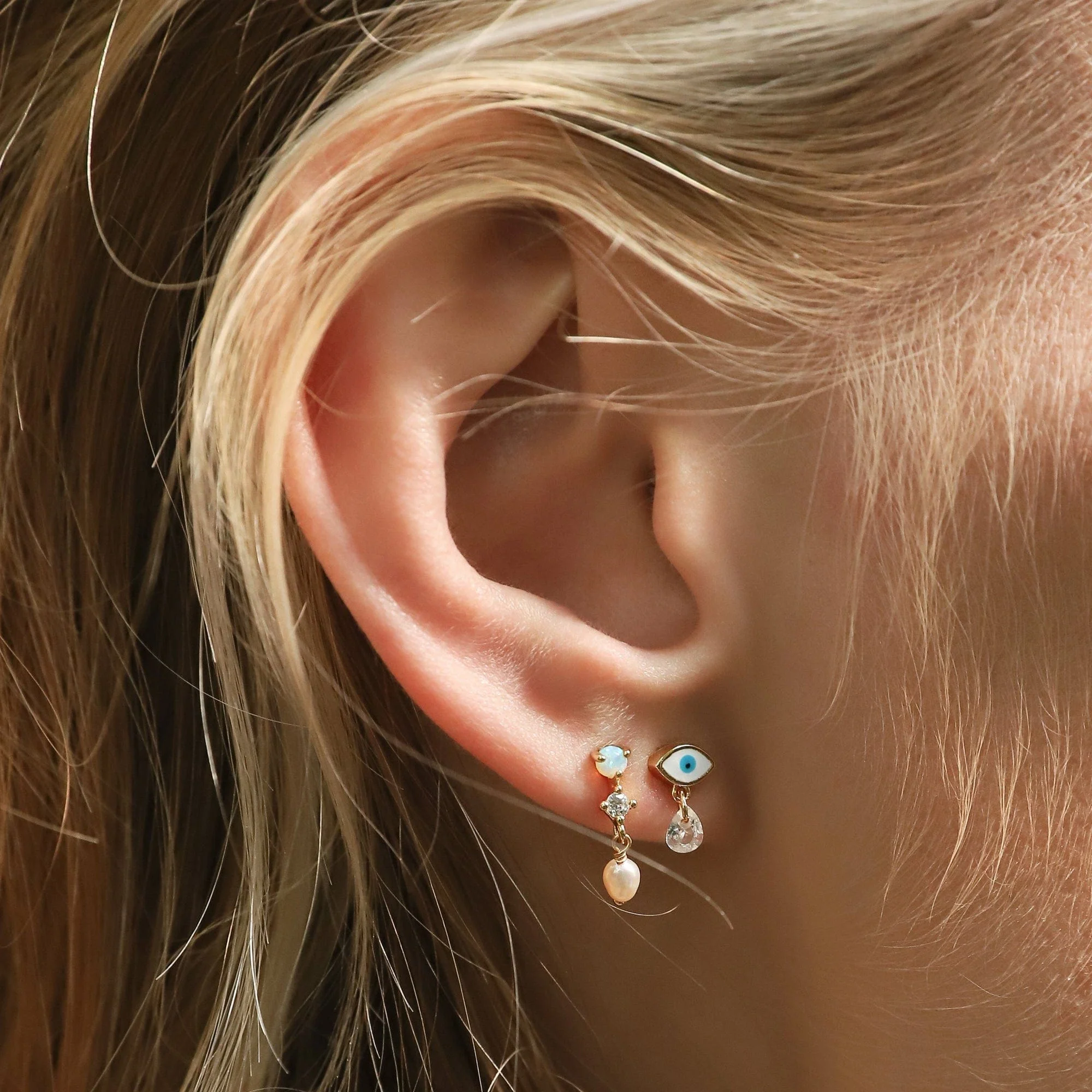 Evil Eye with Dangling CZ Post Earring - Mitchell's Manufacturing Jewel