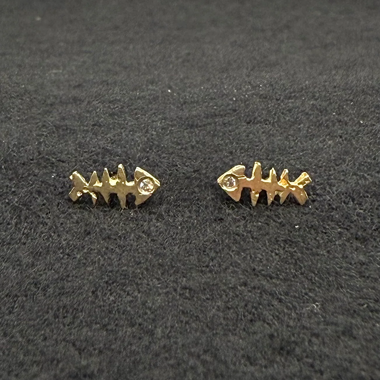 Fish Bones - 14 Karat Gold Post Earring - Mitchell's Manufacturing Jewel