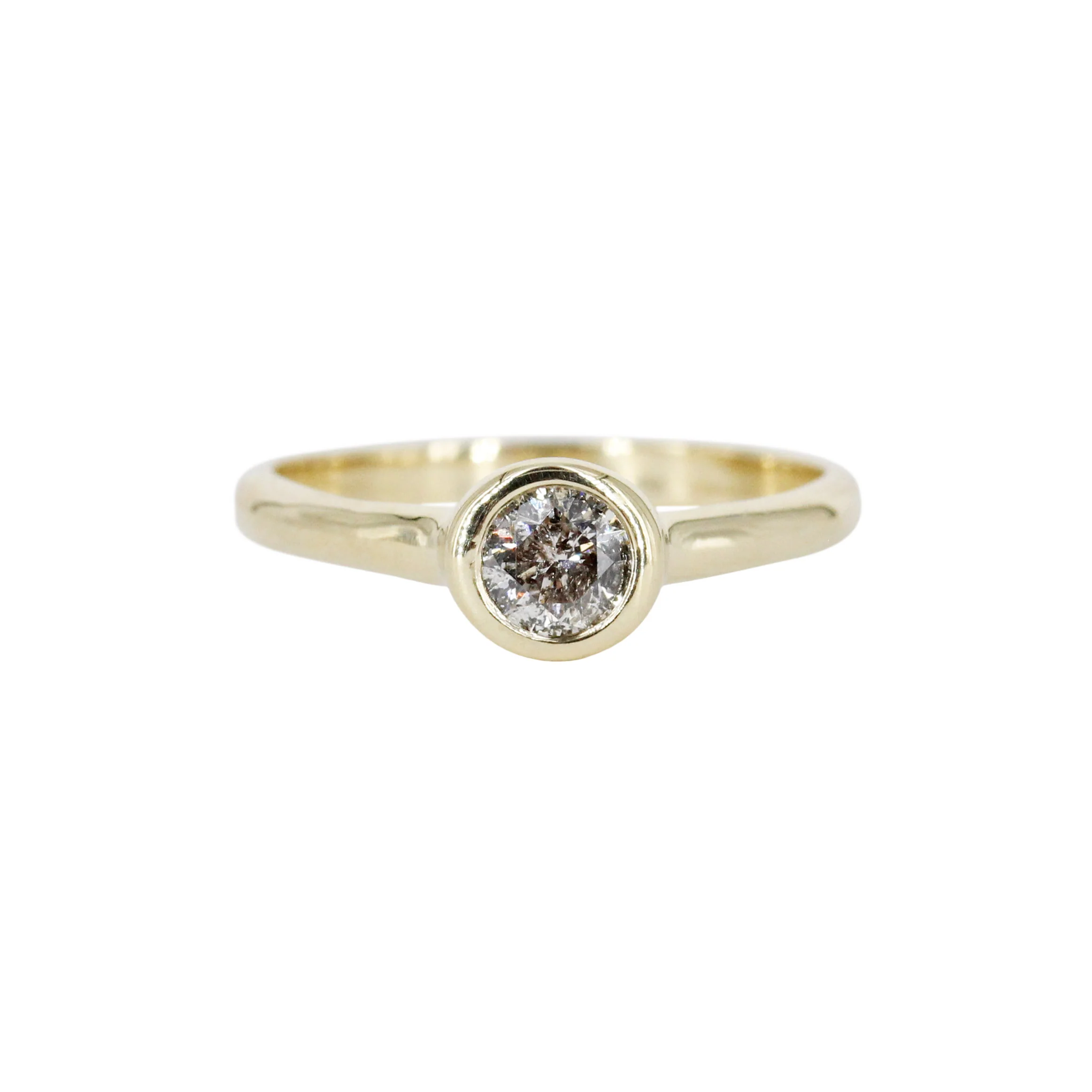 The Hera Ring: A 14k Gold Hand-Carved Salt and Pepper Diamond Solitaire - Mitchell's Manufacturing Jewel