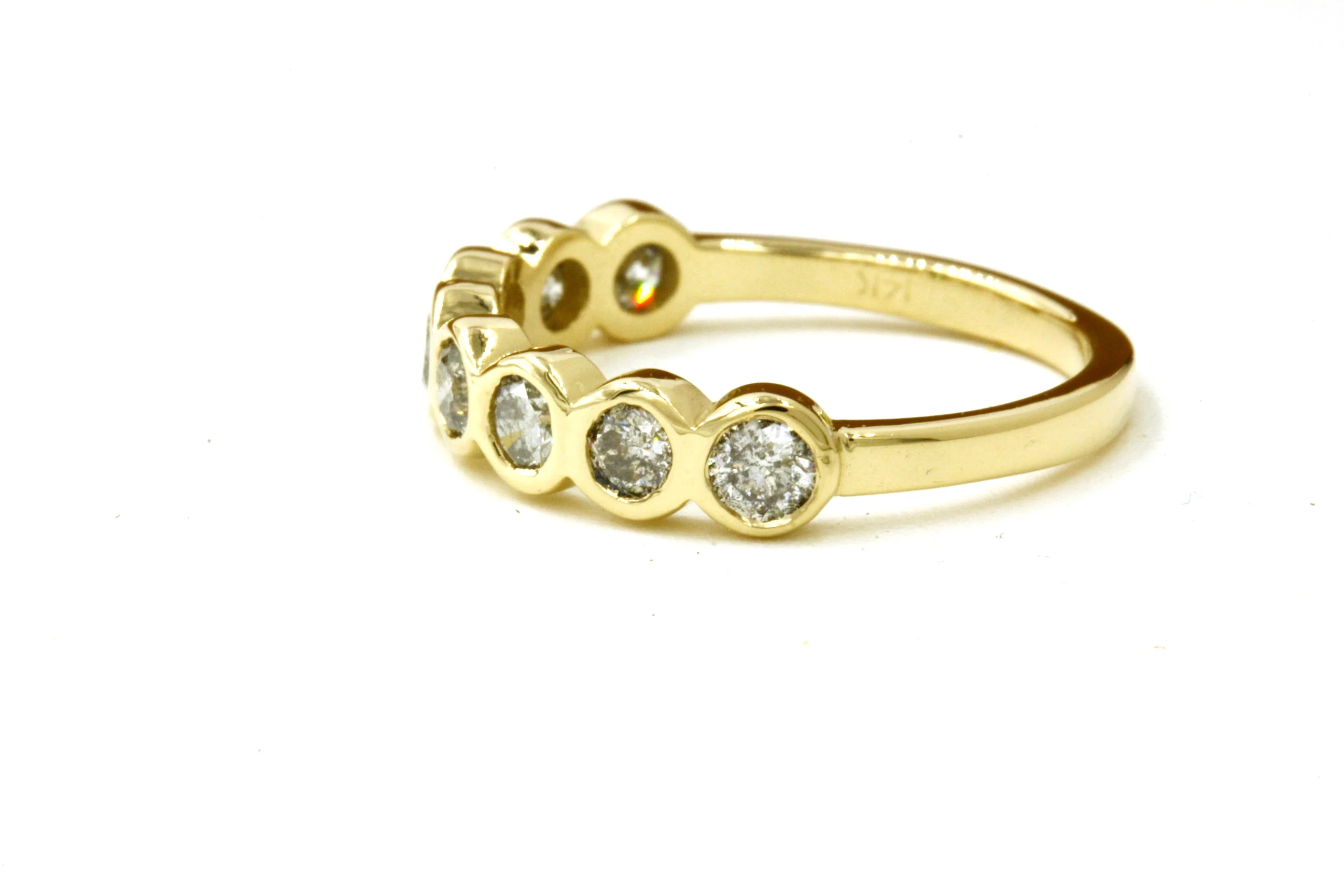 The Baby Wallace: 14k Gold Hammered Salt and Pepper Half Eternity Band - Mitchell's Manufacturing Jewel