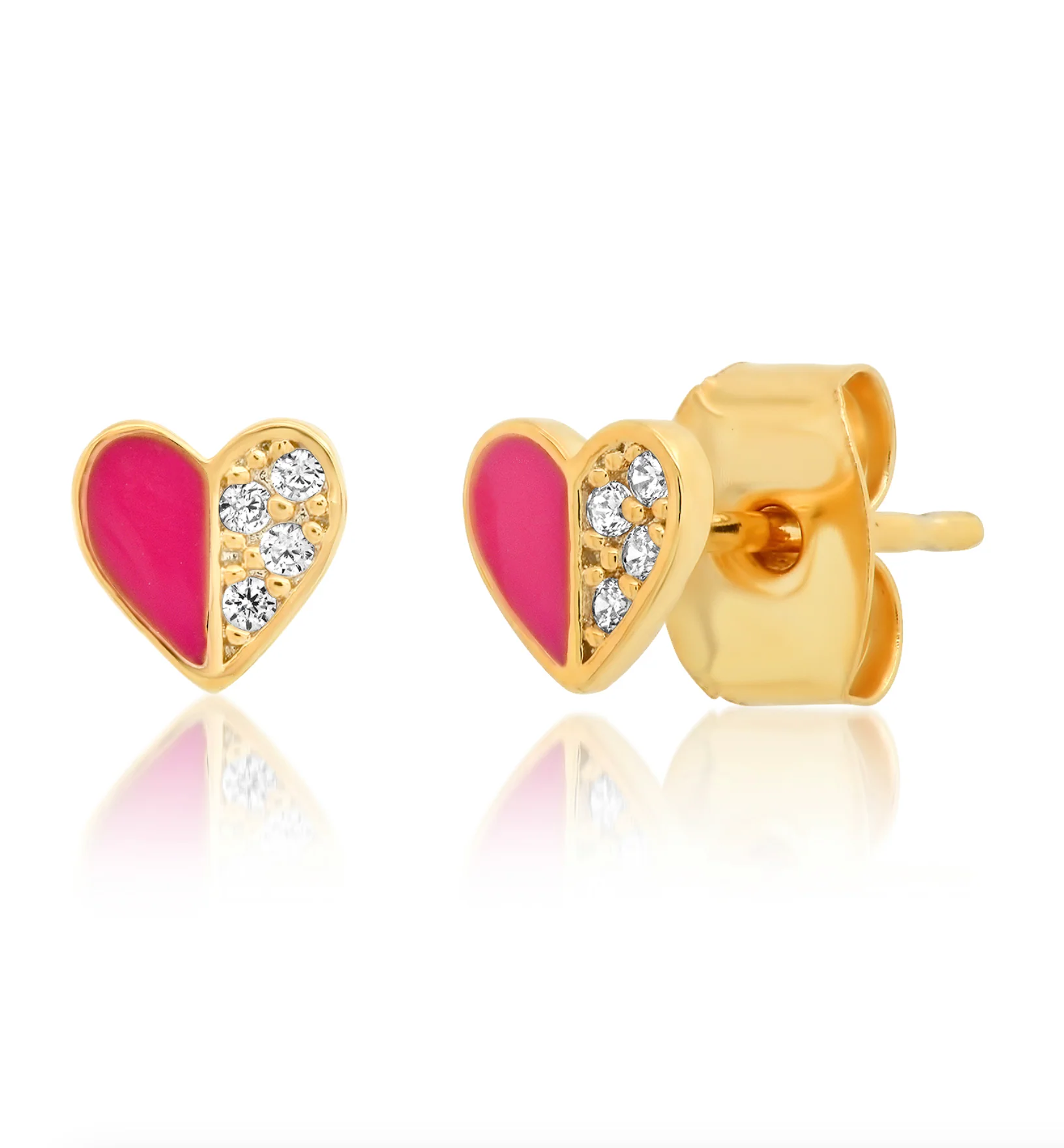 Heart Enamel Studs with Pave Accents - Mitchell's Manufacturing Jewel