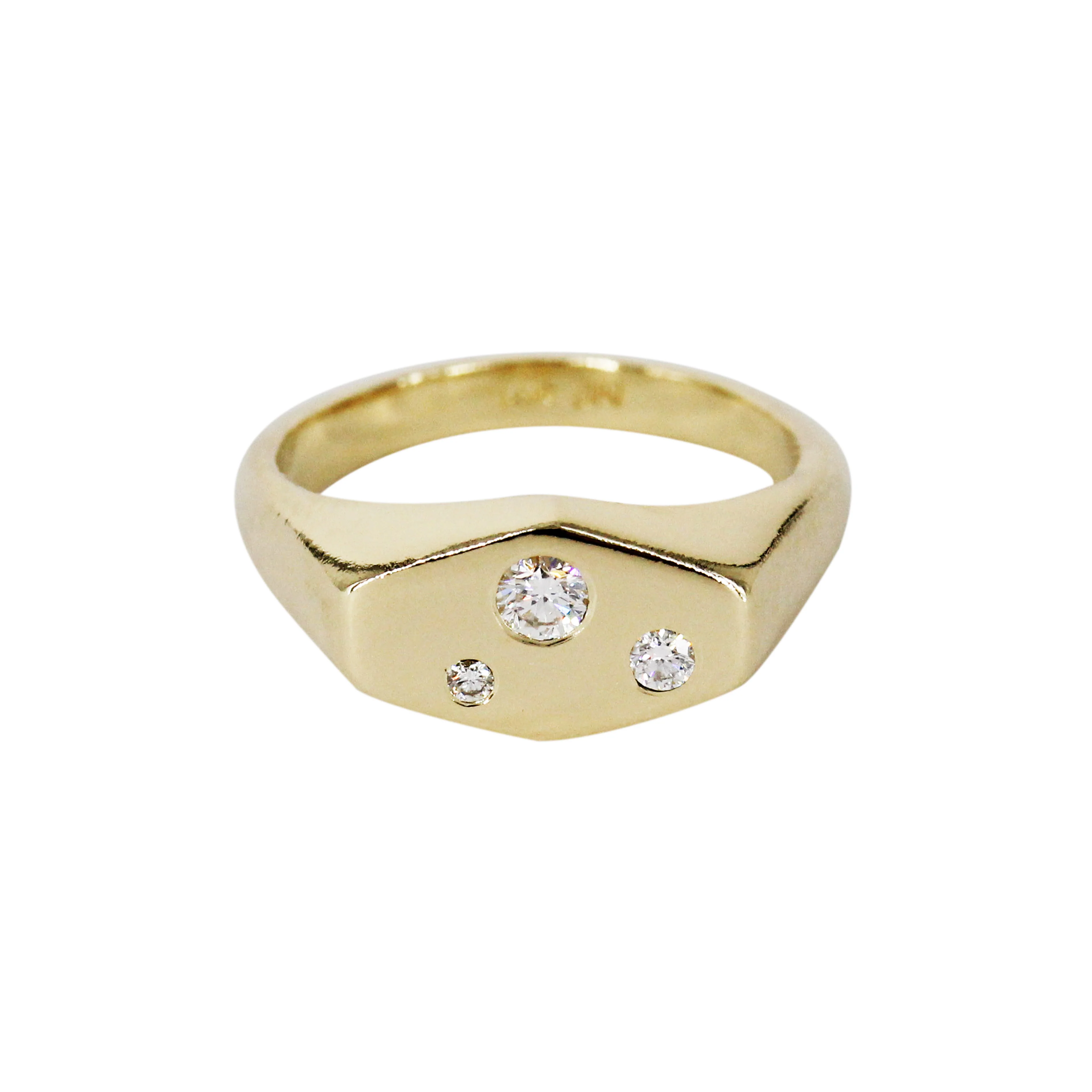 Hex Signet 14k Gold Ring with Diamonds - Mitchell's Manufacturing Jewel