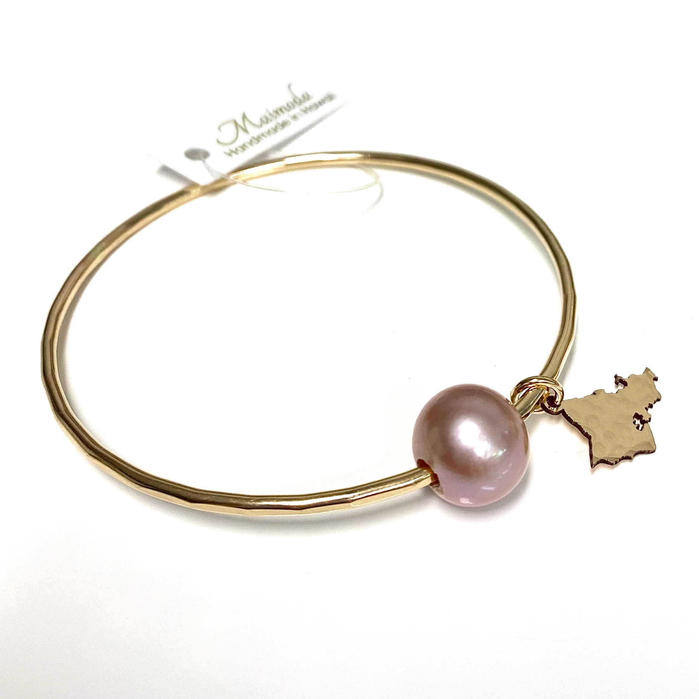 Oahu charm bangle - pink Edison pearl - Mitchell's Manufacturing Jewel