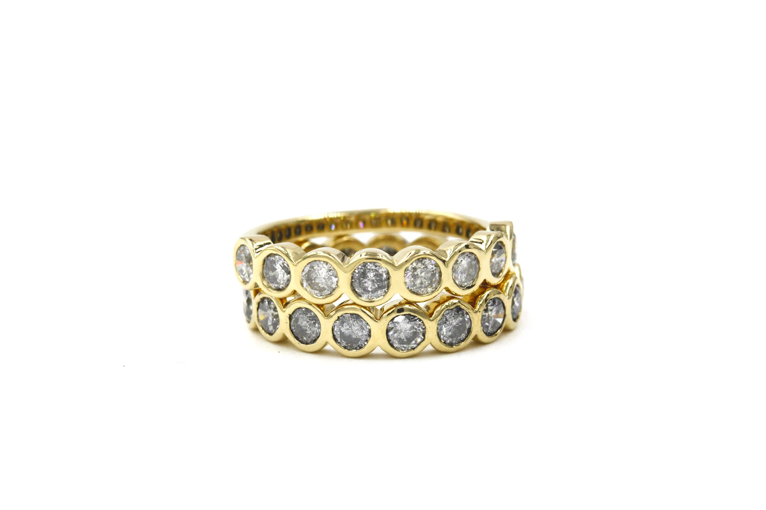 The Wallace: 14k Gold Hammered Salt and Pepper Diamond Eternity Band - Mitchell's Manufacturing Jewel