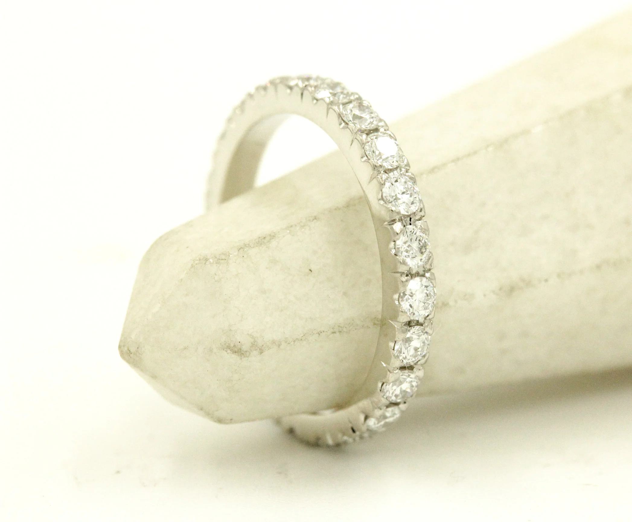 Platinum French Pavé Set Eternity Band with 2mm Natural Diamonds - Mitchell's Manufacturing Jewel