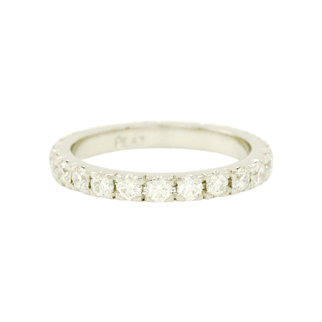 Platinum French Pavé Set Eternity Band with 2mm Natural Diamonds - Mitchell's Manufacturing Jewel
