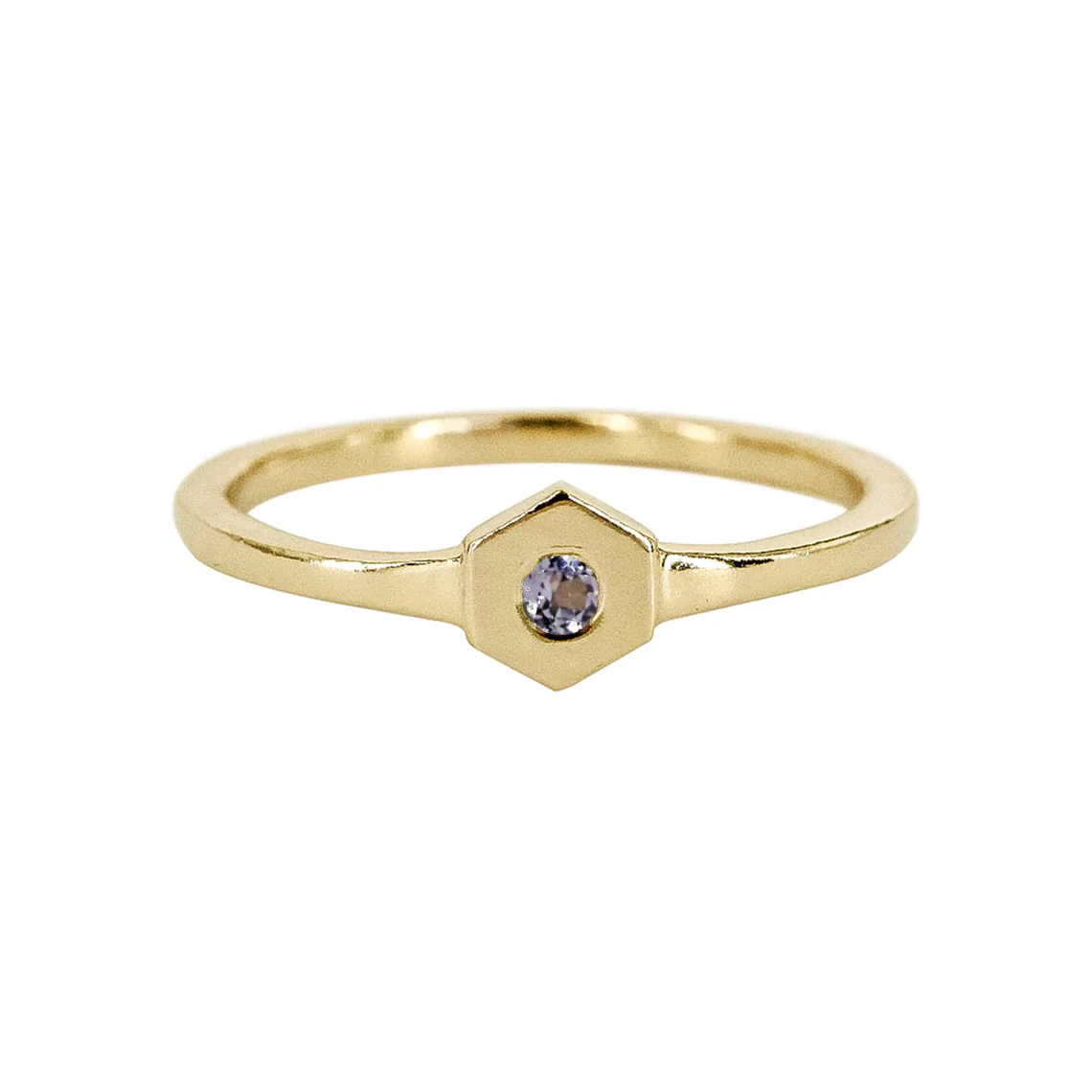 Prism Birthstone Hexagon 14k Gold Ring - Mitchell's Manufacturing Jewel