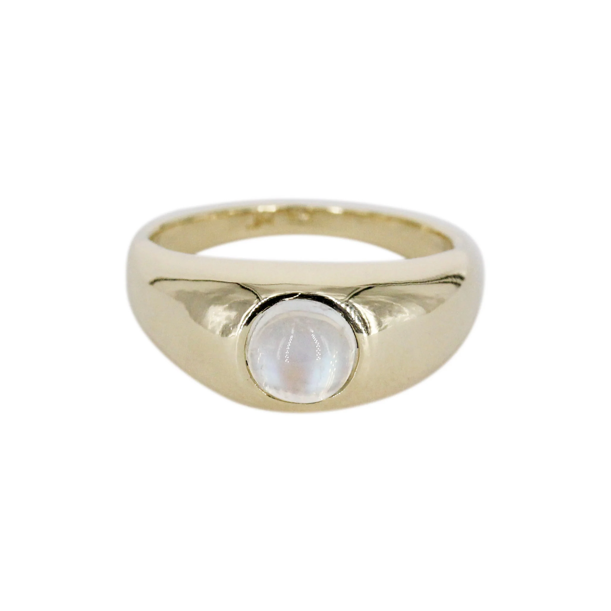 Rainbow Moonstone High Domed 14k Gold Ring - Mitchell's Manufacturing Jewel