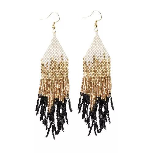 Claire Ombre Beaded Fringe Earring - Black - Mitchell's Manufacturing Jewel