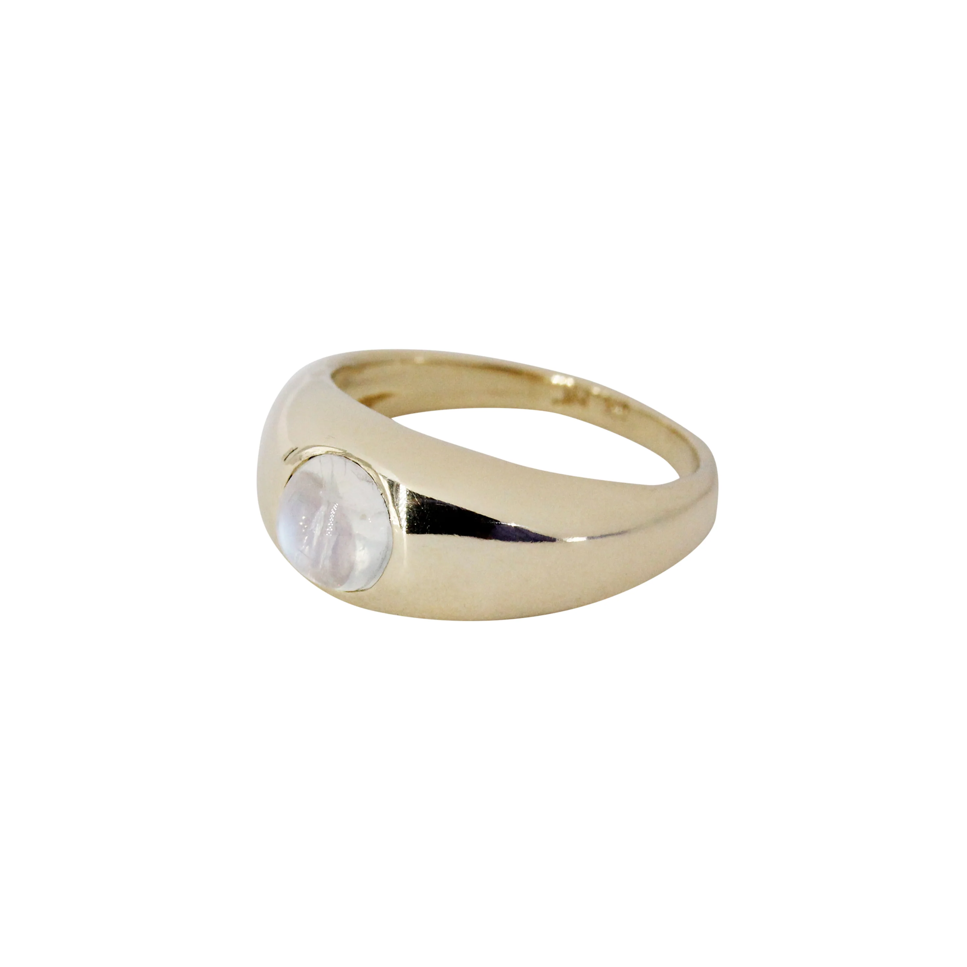 Rainbow Moonstone High Domed 14k Gold Ring - Mitchell's Manufacturing Jewel