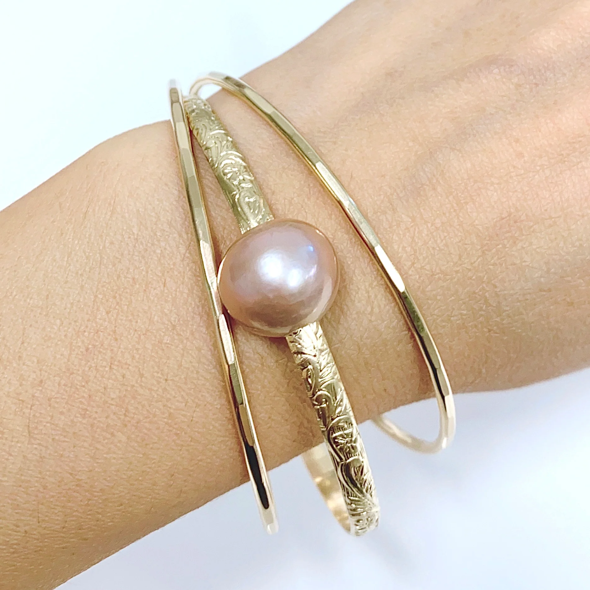MOANI bangles set - pink Edison pearl (B543) - Mitchell's Manufacturing Jewel