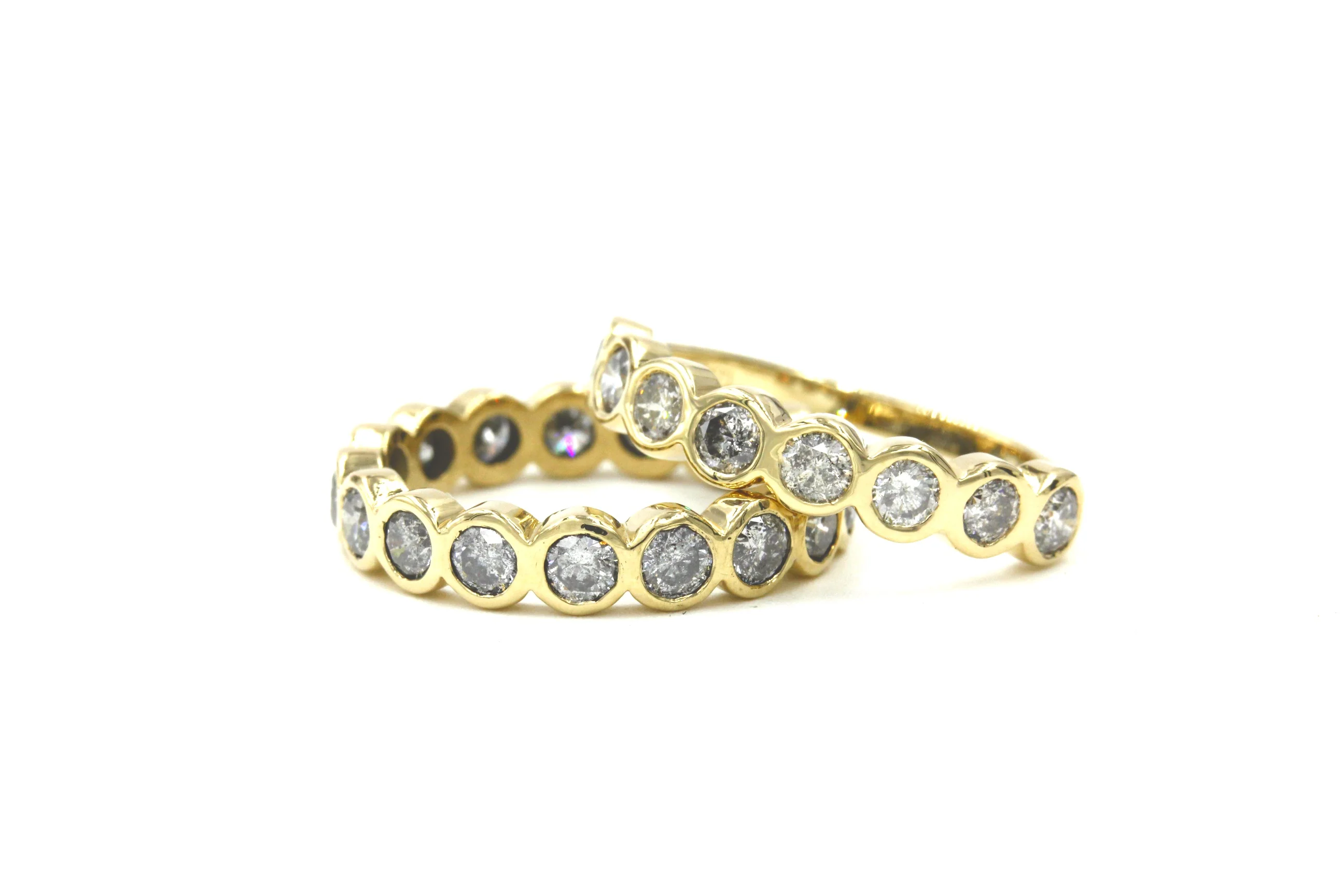 The Wallace: 14k Gold Hammered Salt and Pepper Diamond Eternity Band - Mitchell's Manufacturing Jewel
