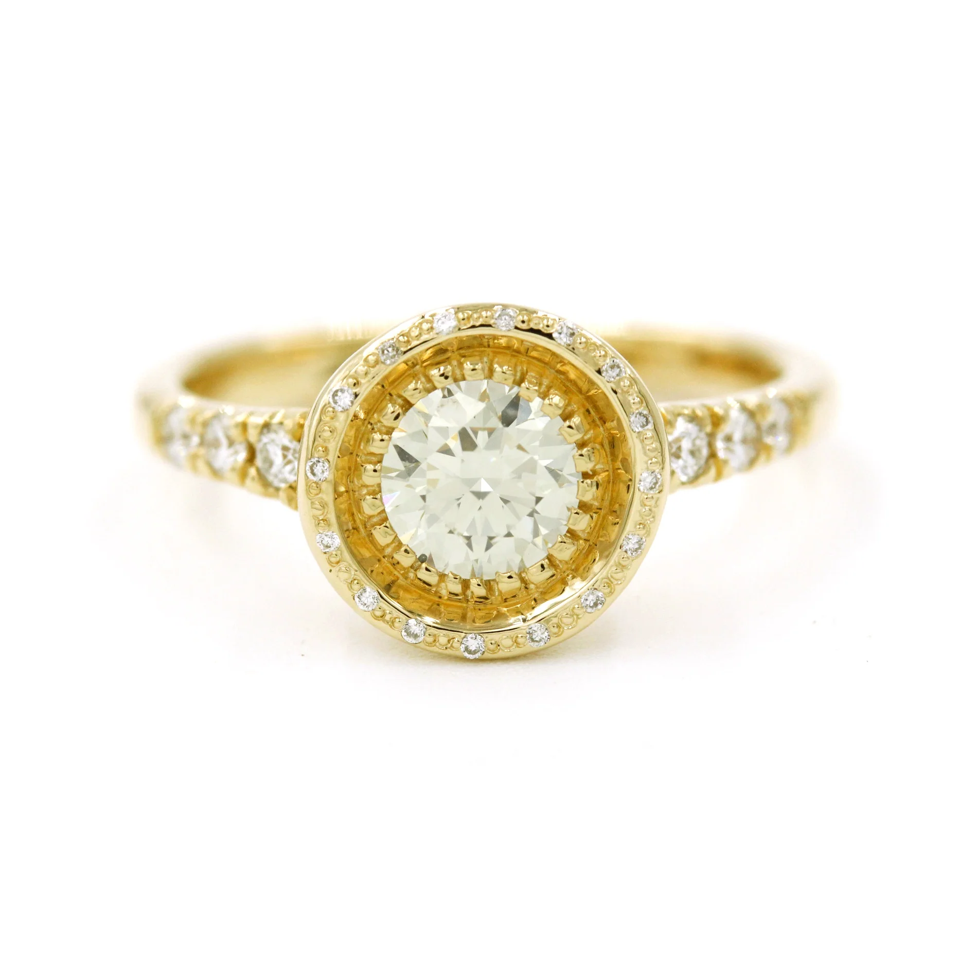 The Violet Ring: A 14k Gold Hand-Carved Diamond Engagement Ring - Mitchell's Manufacturing Jewel