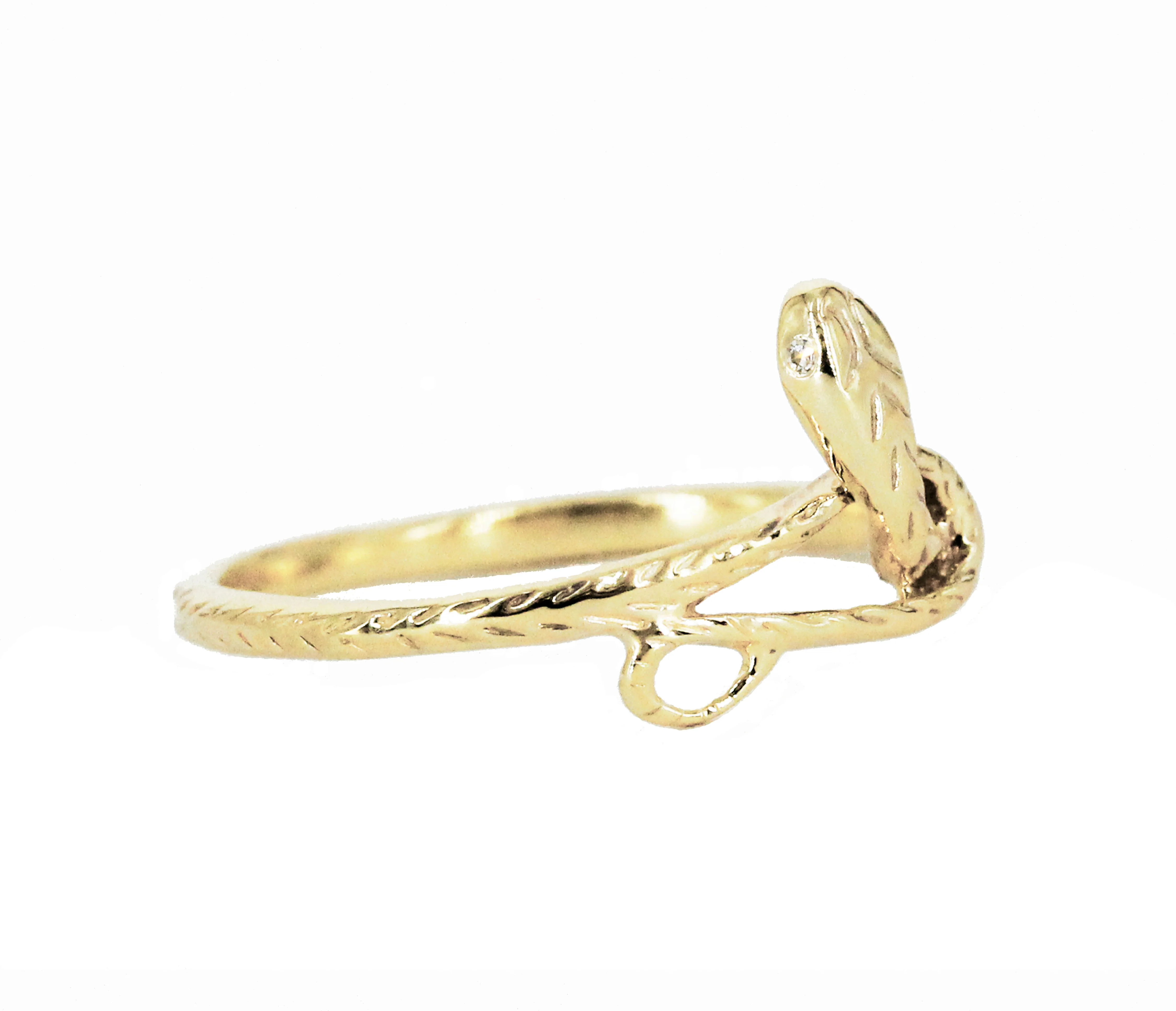 Diamond Serpent 14k Gold Ring - Mitchell's Manufacturing Jewel